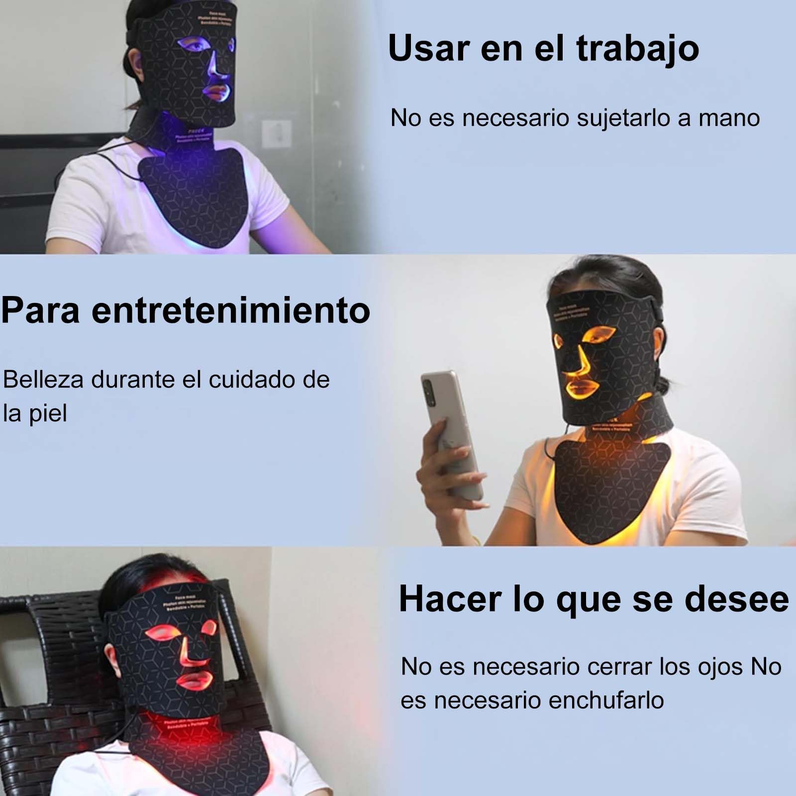 Máscara facial de rejuvenecimiento de fotones para fototerapia, instrumento infrarrojo cercano, espectro LED, máscara facial para el cuello, belleza, hogar, conveniente, suaviza las arrugas finas,