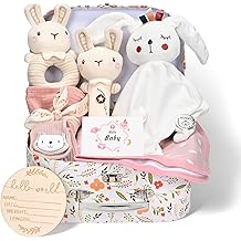 Bebek Battaniyesi & Yorgan & &Ccedil;ıngırak & Geğirme Bezi & Bebek &Ccedil;orapları & Tebrik Kartları & Yenidoğan Hediyesi i&ccedil;in Karar Parası Hediye Seti ile 10'da 1 Bebek Hediyesi Erkekler & Kızlar Tavşan