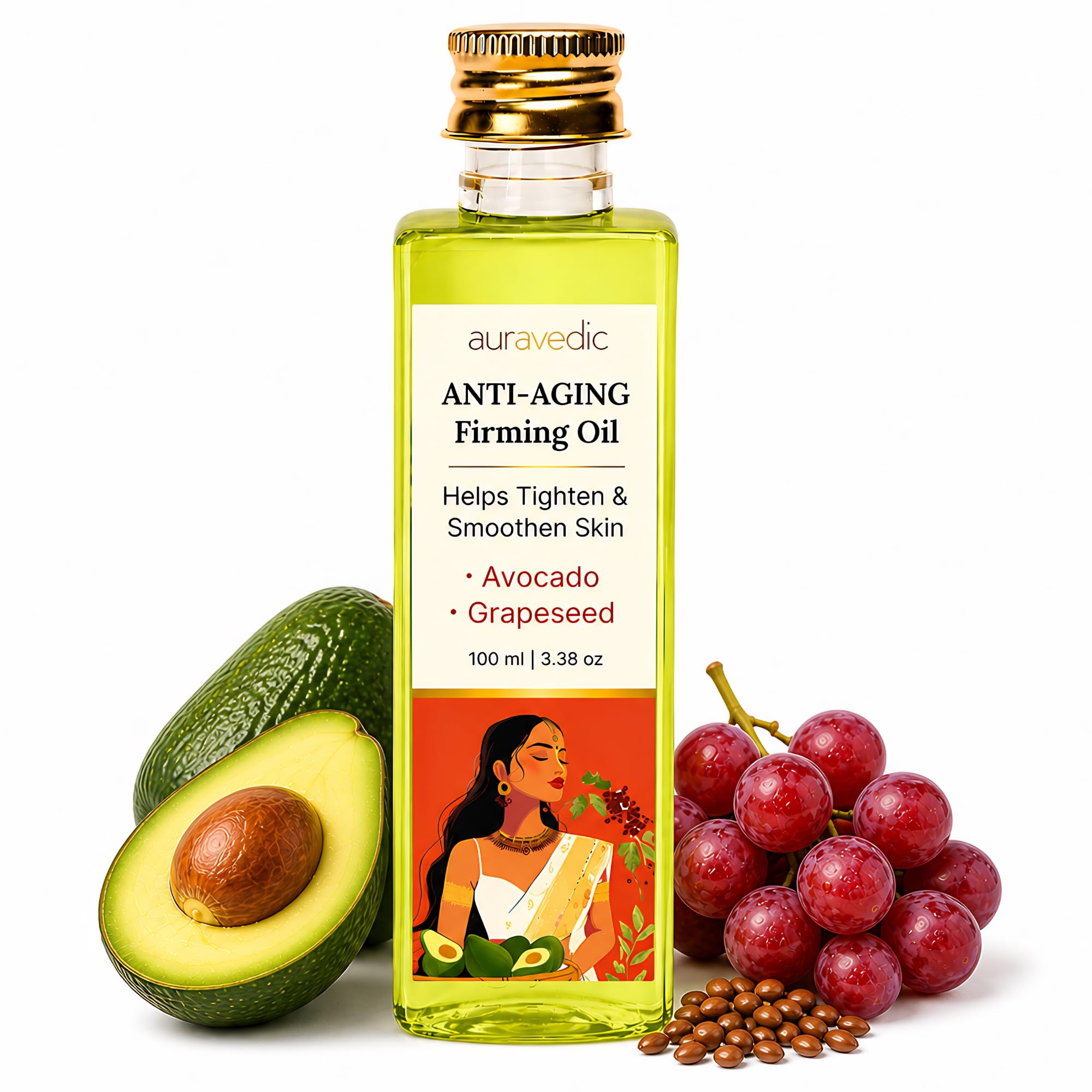 Auravedic Avocado Oil Grapeseed Oil firming body oil after bath for daily use 100 ml body oil for glowing skin anti aging face body massage oil for full body anti aging serum oil-image-42