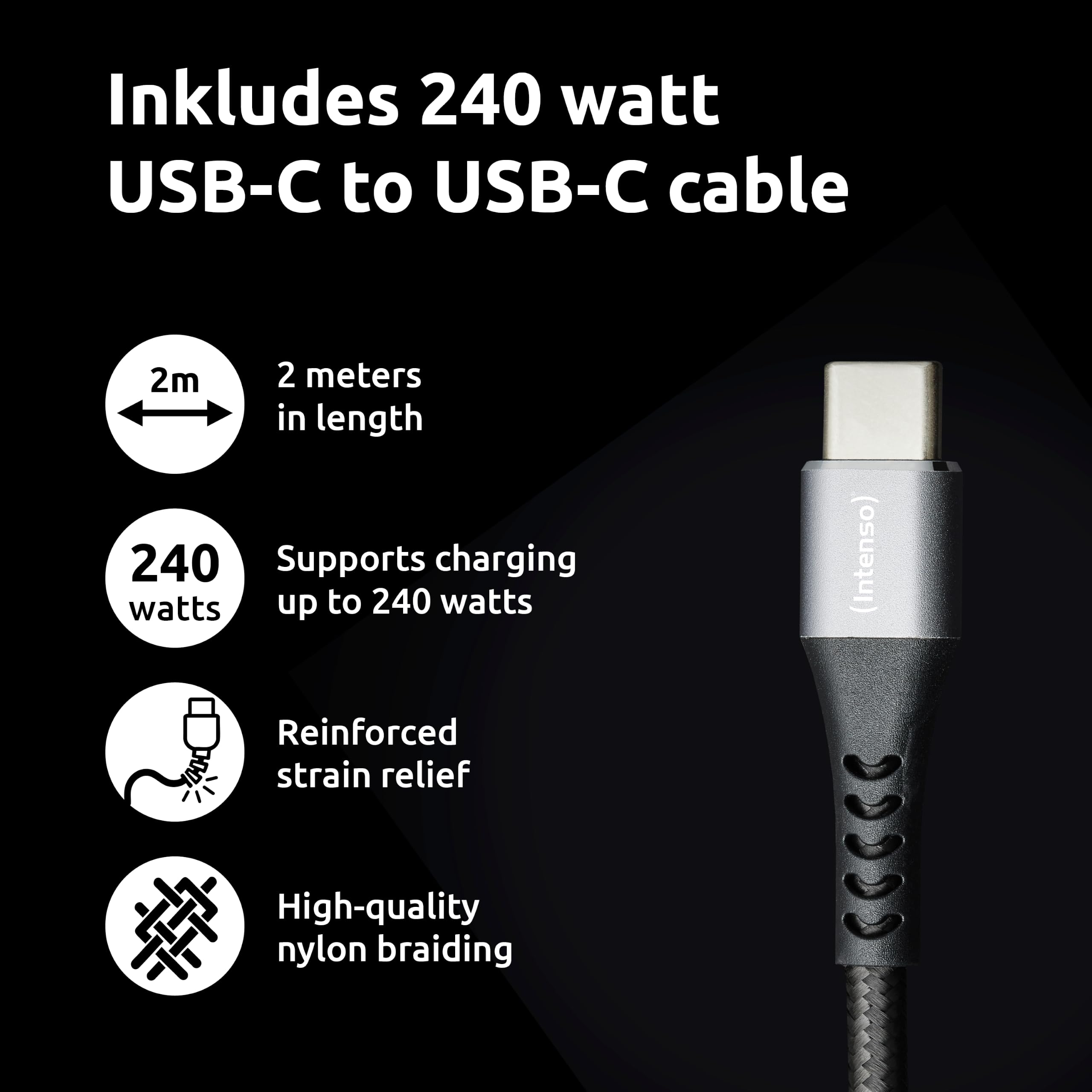 Intenso Power Adapter W100ACC GaN + C520C, 2 x USB-A, alimentatore di rete fino a 100 W, ricarica rapida (PD 3.1, PPS e QC 4.0) + USB-C a C dati + cavo di ricarica per iPhone, Samsung Galaxy, colore