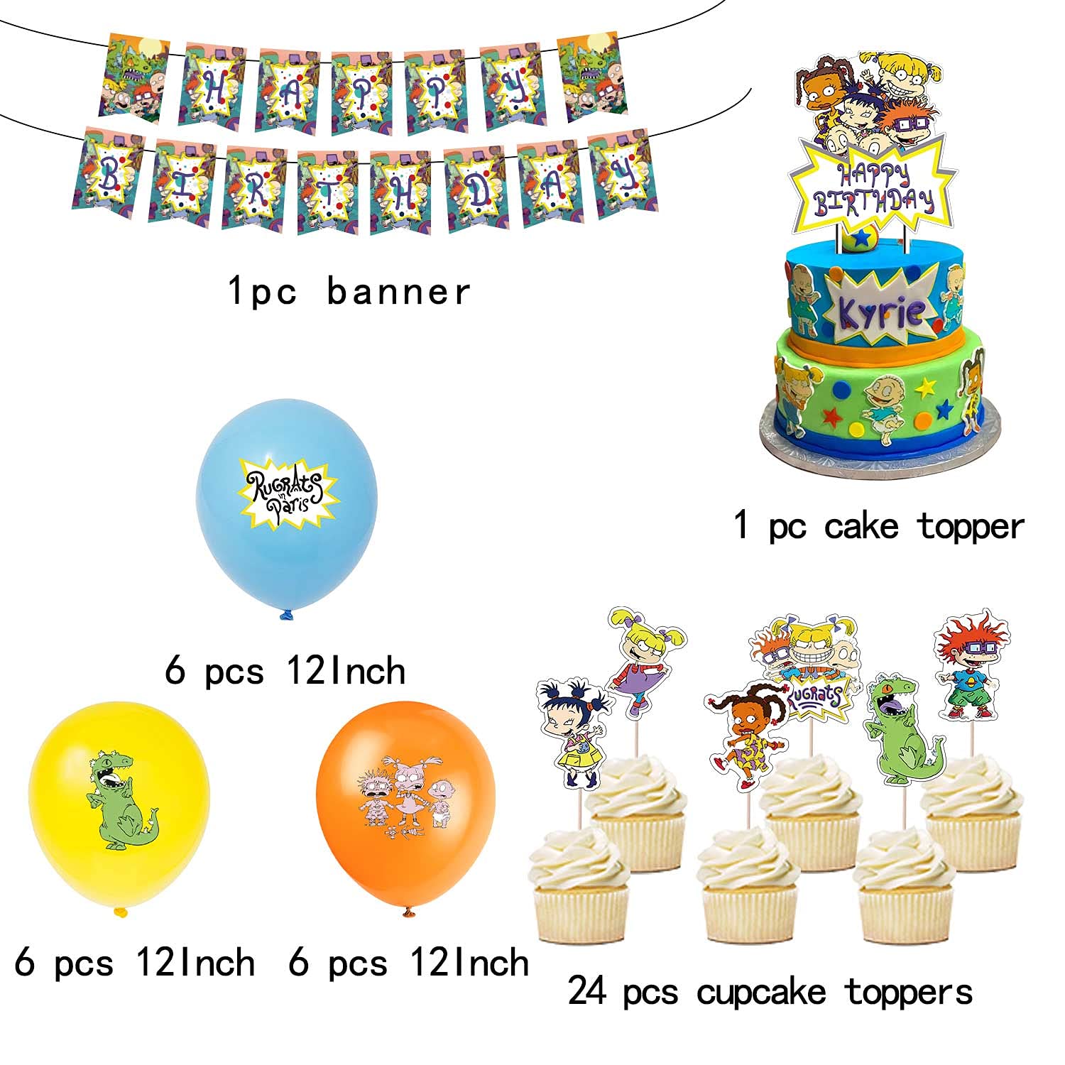JUNPENG Rugrats Birthday Theme Party Decorations And Supplies For 1st