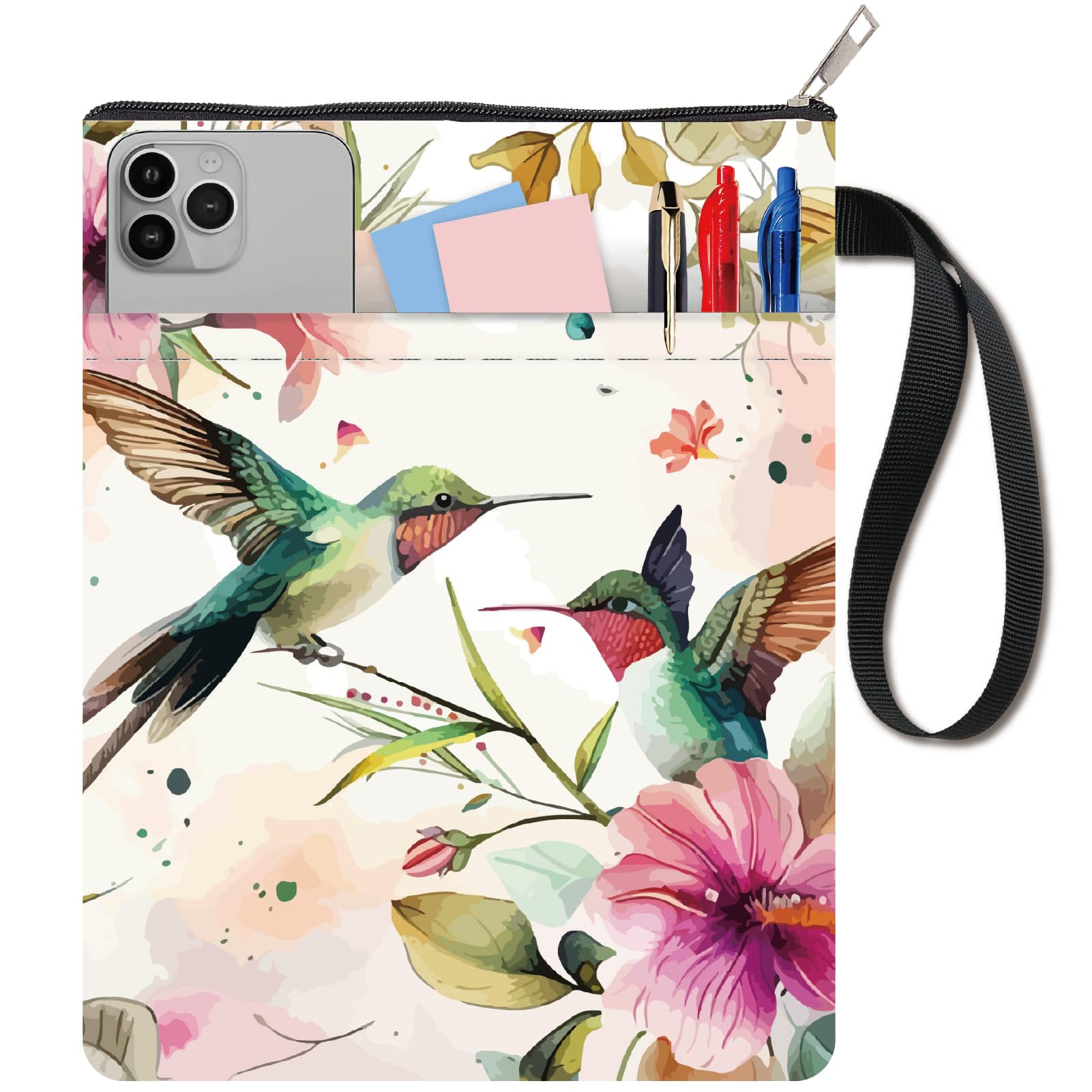 CRASPIRE Hummingbird Book Covers Animal Book Sleeve Book Protector for Paperbacks Washable Fabric Cloth Book Cover with Zipper and Extra Sleeve Pocket for Book Lovers Classmate Gifts