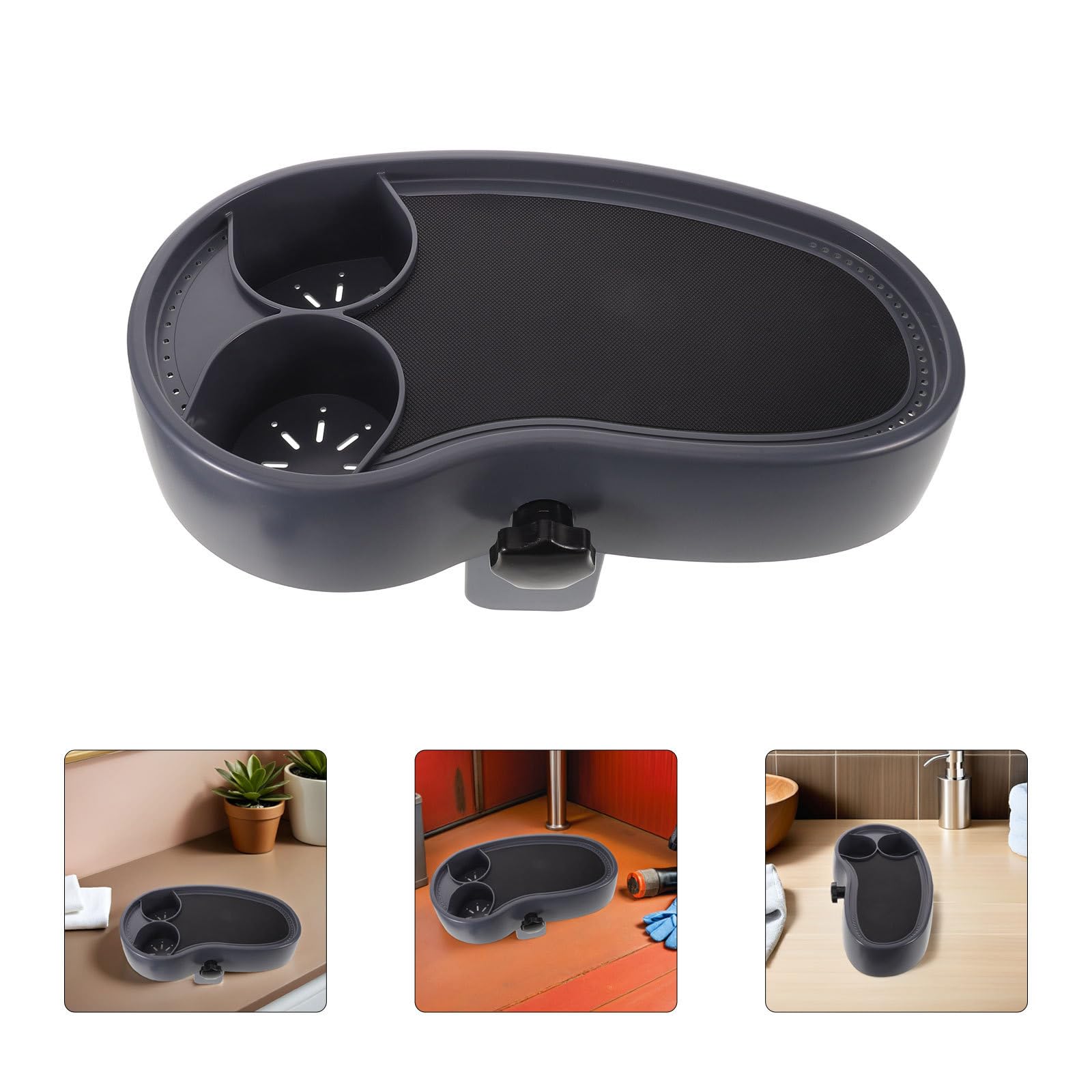 ifundom Bandeja Ajustable para Bañera Antideslizante con Soporte para Bebidas y Orificios de Drenaje Mesa Lateral de Plástico para SPA Compatible con Grosor para Snacks y Teléfonos