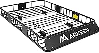 ARKSEN 64x39x6 Universal Roof Rack Cargo Basket - 150LB Heavy Duty Steel Carrier for SUV Truck Car with Wind Fairing