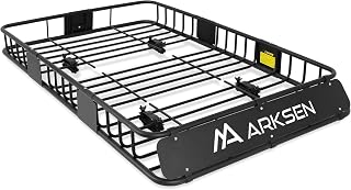 ARKSEN 64x39x6 Universal Roof Rack Cargo Basket - 150LB Heavy Duty Steel Carrier for SUV Truck Car with Wind Fairing