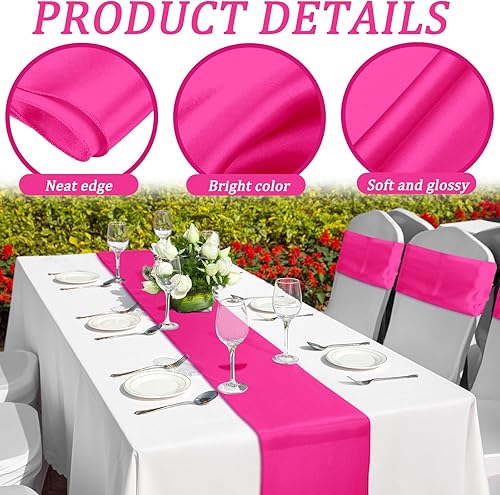 Miniatura 87 de Bencailor 24 caminos de mesa de satén a granel de 12 x 108 pulgadas de largo, mantel de tela suave brillante para banquete de boda, cumpleaños