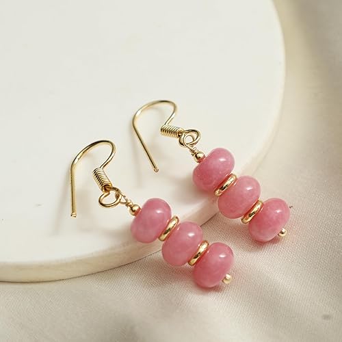 Miniatura 83 de Gempires - Aretes ligeros con cuentas hechas a mano, hipoalergénicos, chapados en oro, aretes colgantes para mujer