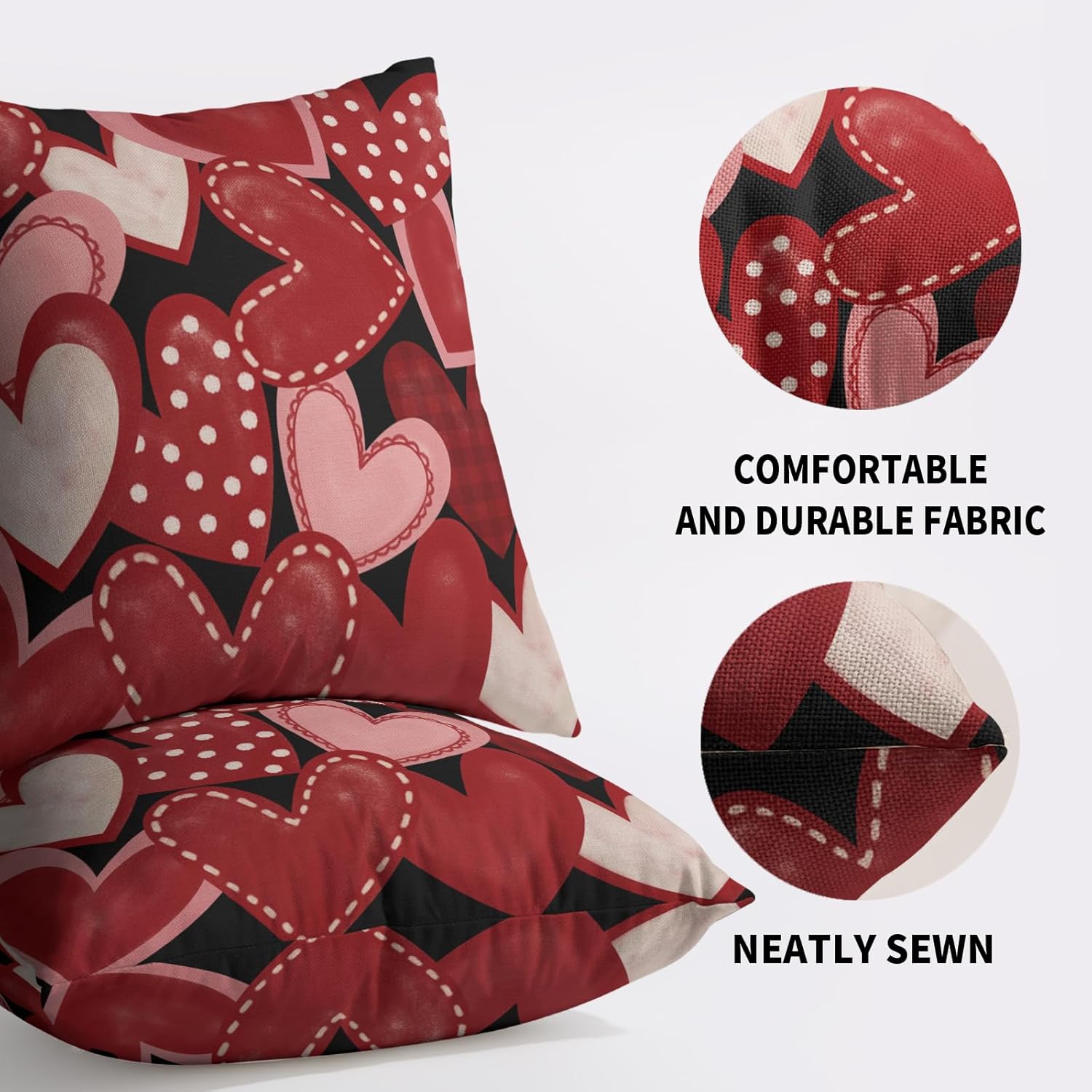 Valentines Pillow Covers 18X18 Set of 2, Valentine's Day Throw Pillow Covers Outdoor Farmhouse Holiday Anniversary Wedding Decorations Cushion Case Couch Sofa Bed Decor - Image 5