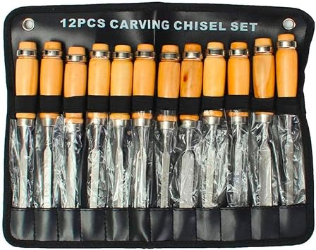 XiBany 12PCS Wood Carving Hand Chisel Set Woodworking Professional Lathe Gouges Tools