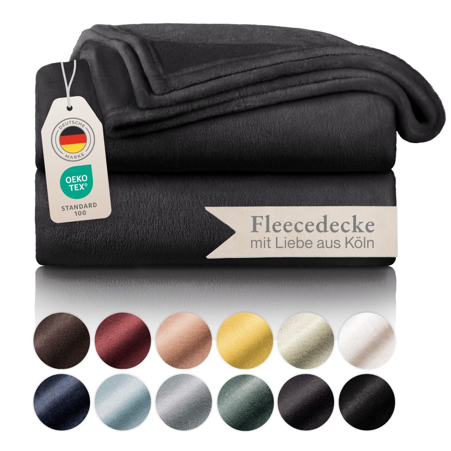 Blumtal Kuscheldecke flauschig - Oeko-TEX zertifizierte Fleecedecke 220x240 cm - Wohndecke 220x240 cm - Decke Couch Wohn- & Kuscheldecke - Flauschdecke - Decke Wohnzimmer/Fliesdecken Anthrazit