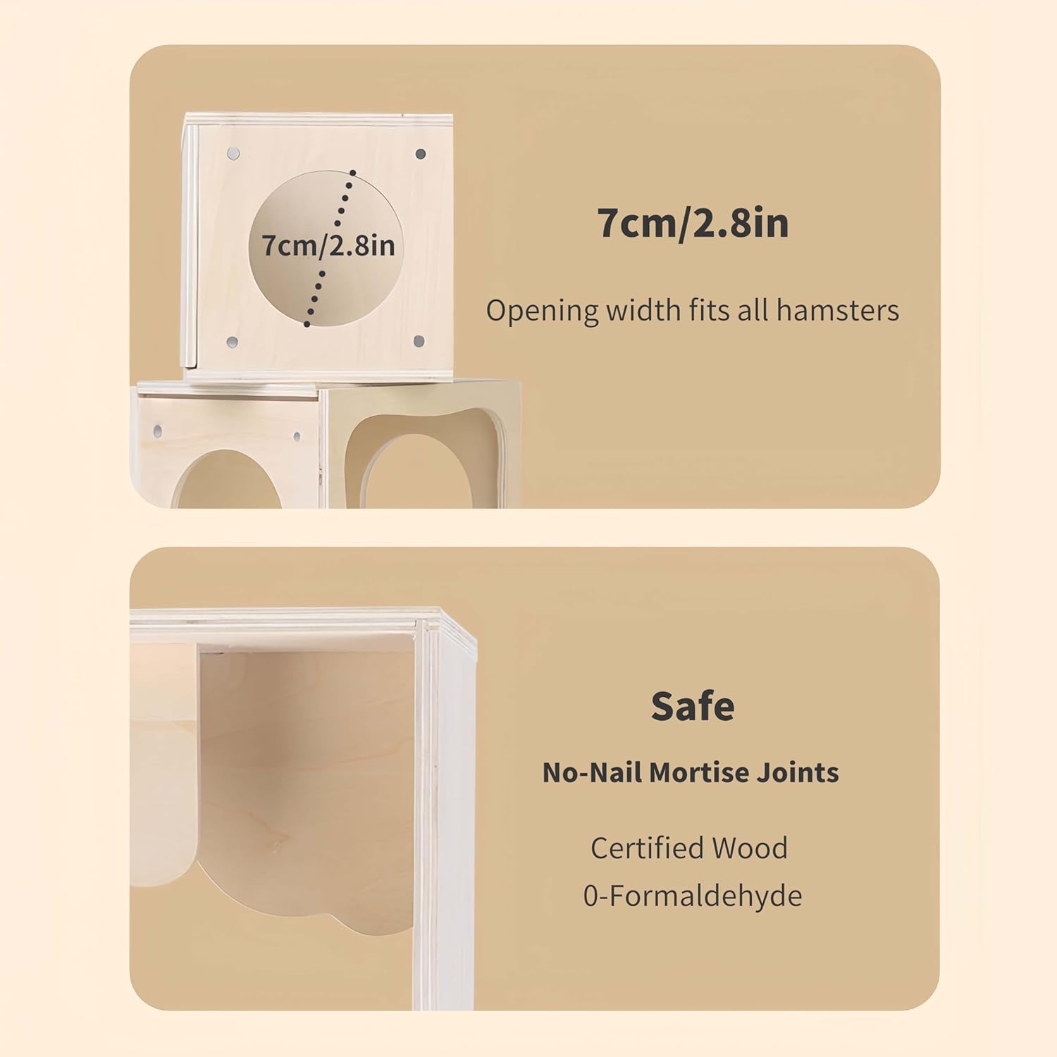 Marchul Magnetic Hamster Hideout Wooden House Chamber for Small Animals Pets Tunnel Exploring Toys for Dwarf Hamsters, Syrian, Gerbils, Hedgehogs, Rats, Mice (Living Room)