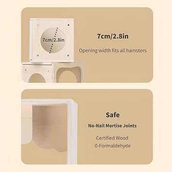Marchul Hamster Burrow Hamster Hideout Wooden House Chamber Small Animals Pets Tunnel Exploring Toys for Dwarf Hamsters, Syrian Hamsters, Gerbils, Hedgehogs, Rats, Mice (Livingroom)