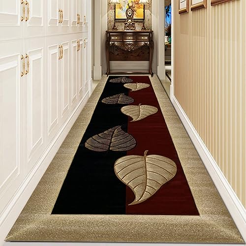 Alfombra contemporánea para pasillo, alfombra lavable con patrón de hojas, hogar, sala de estar, cocina, dormitorio, tapete de pelo corto, fácil de