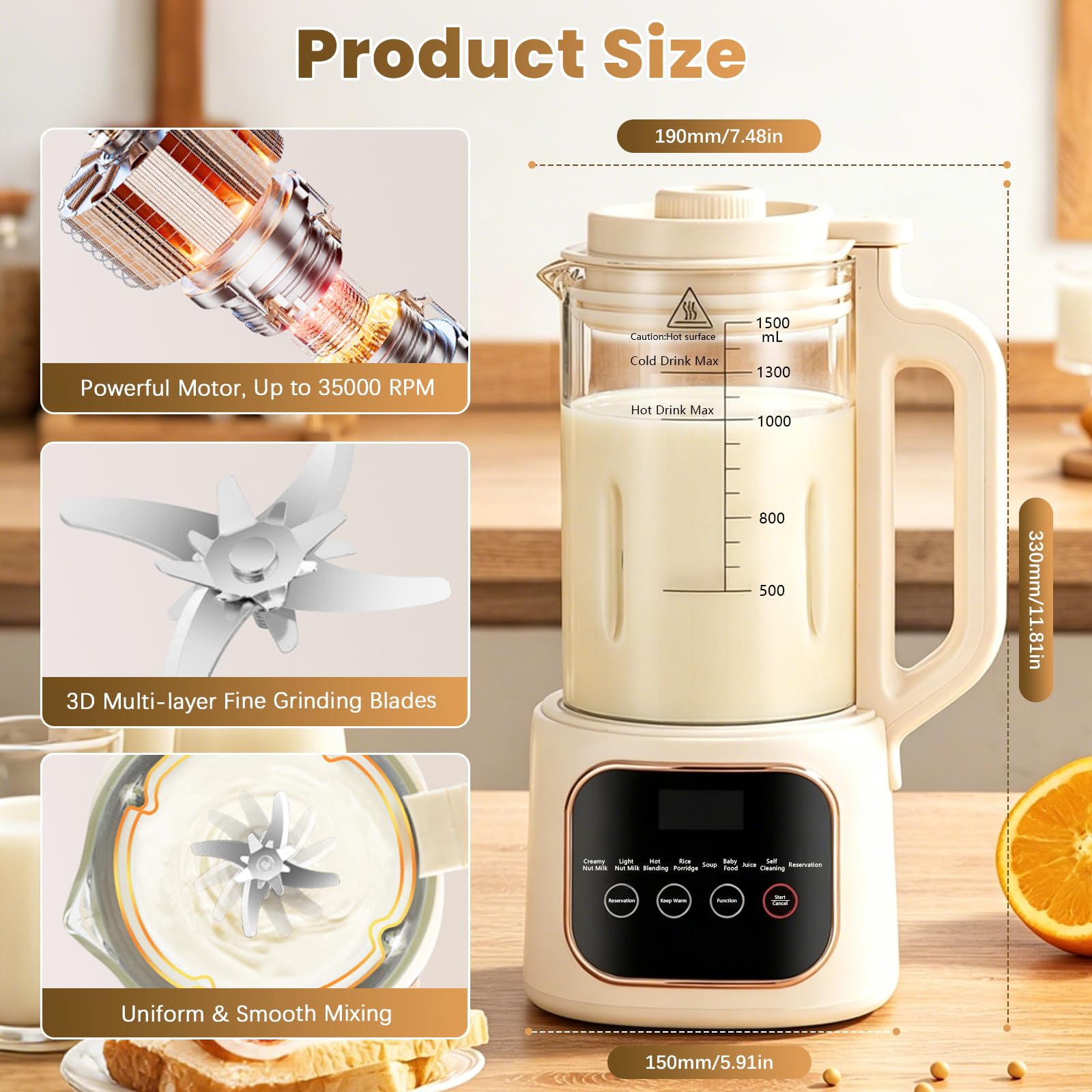 Macchina per Latte di Soia, 1600 ml Macchina per Latte Vegetale Automatica