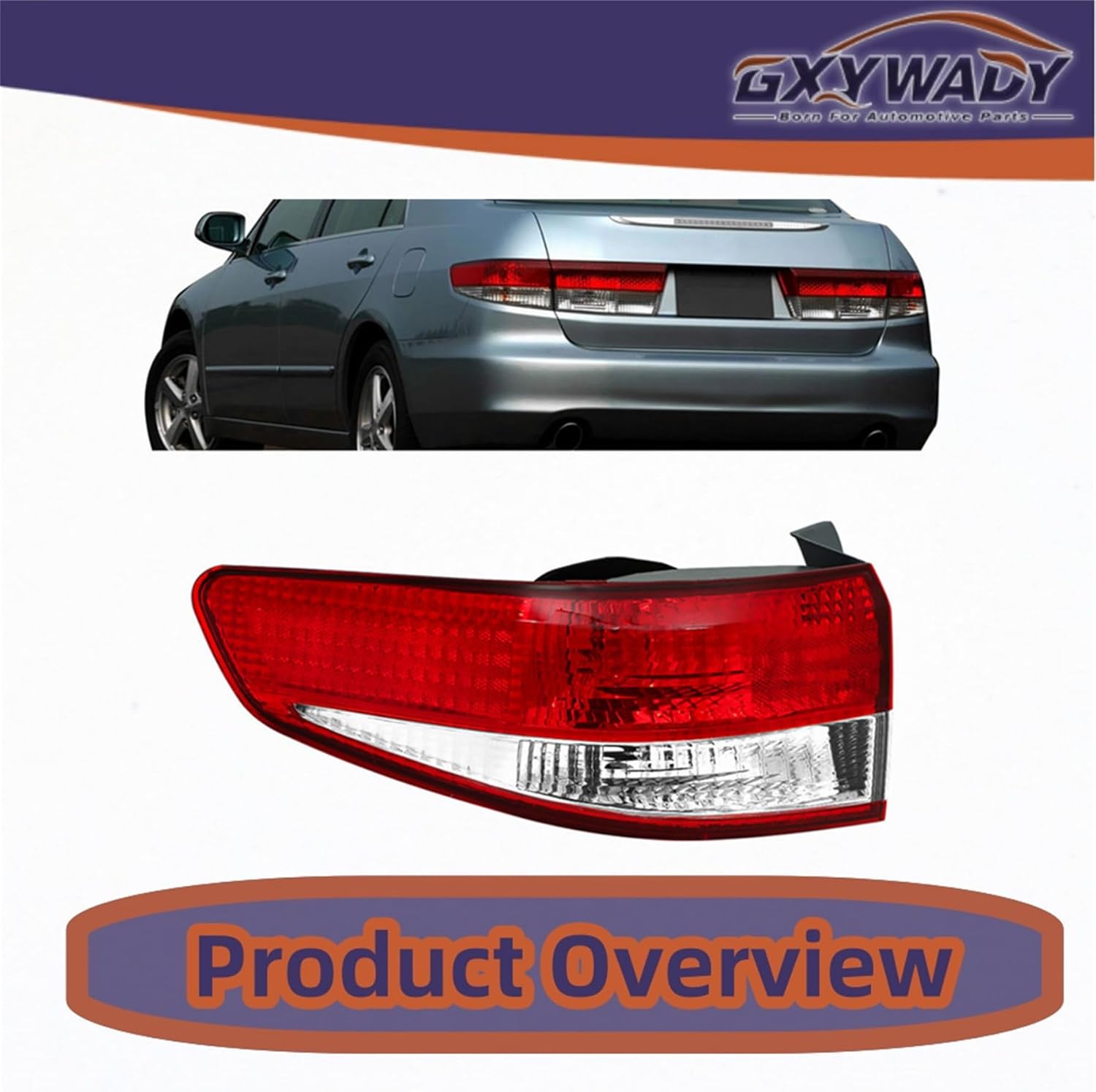GXYWADY Brake Light Replacement for 2003 2004 Accord Tail Light Left Side Replacement for 33551SDAB01