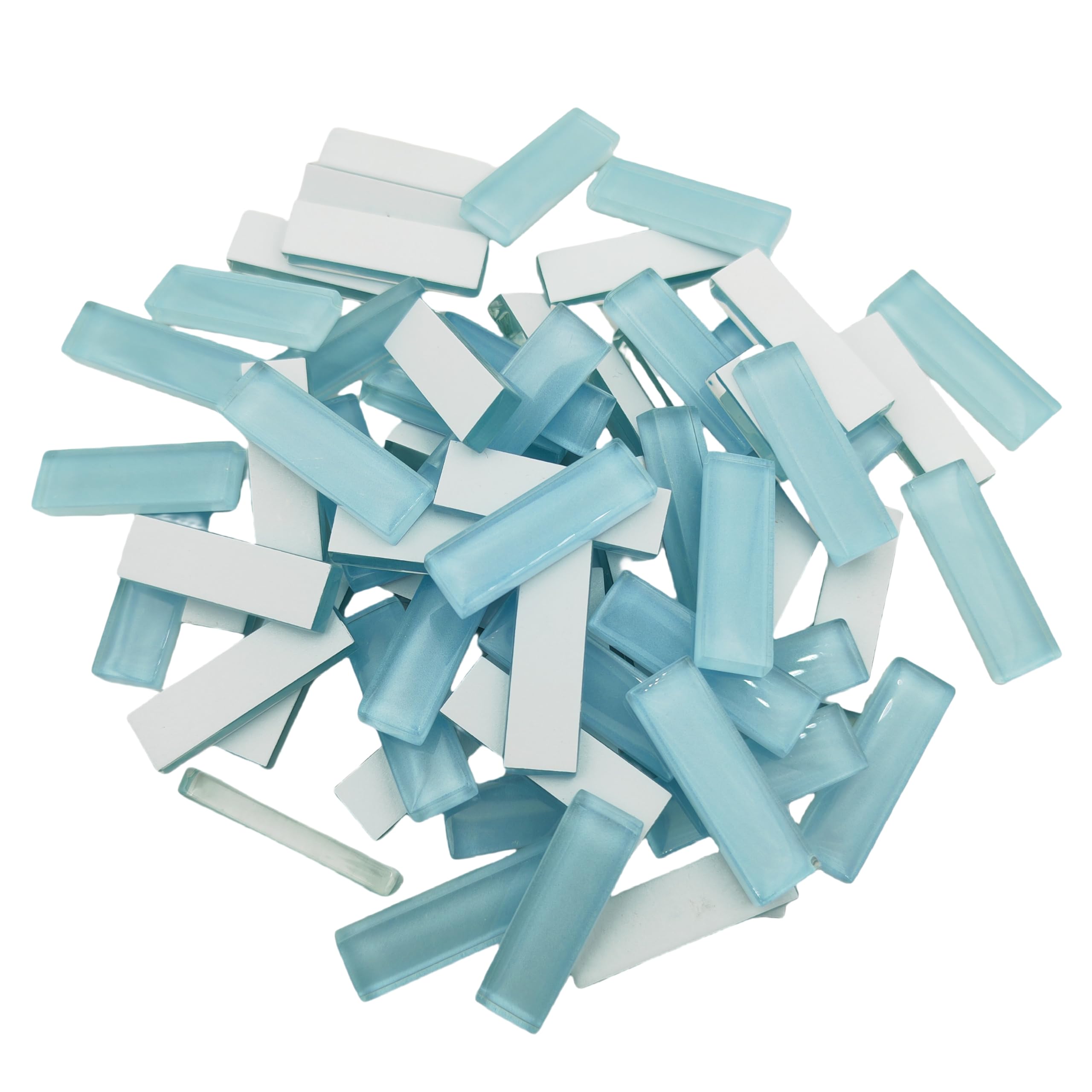Mosaic Stained Glass Strips DIY for Crafts, 200g Clear Mosaic Pieces Stain Glass Crafts DIY Hobbies Art Crafts Material (Light Blue, 3.2CM)