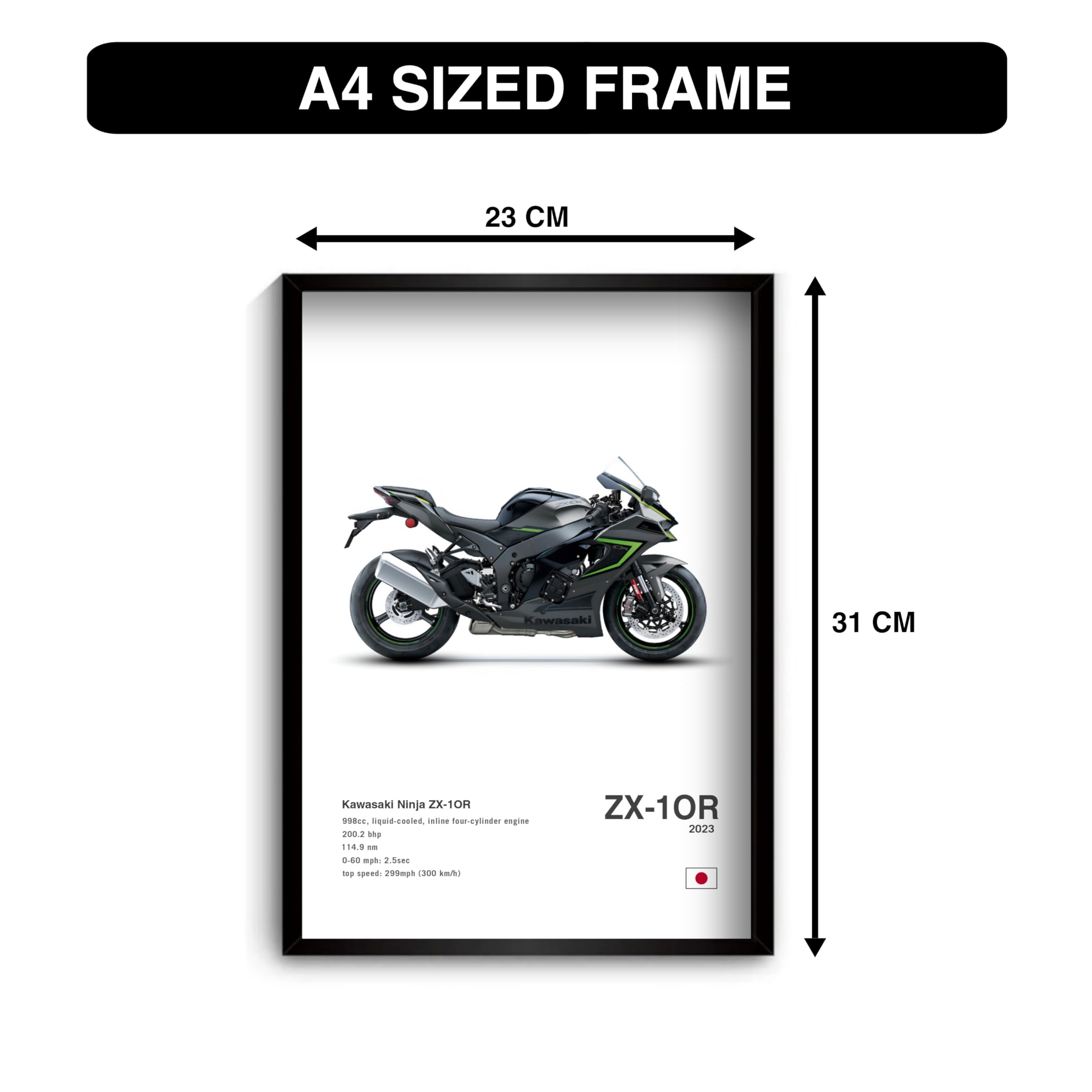 Kawasaki Ninja ZX-10R Bike Poster for Wall Photo Frame, Modern