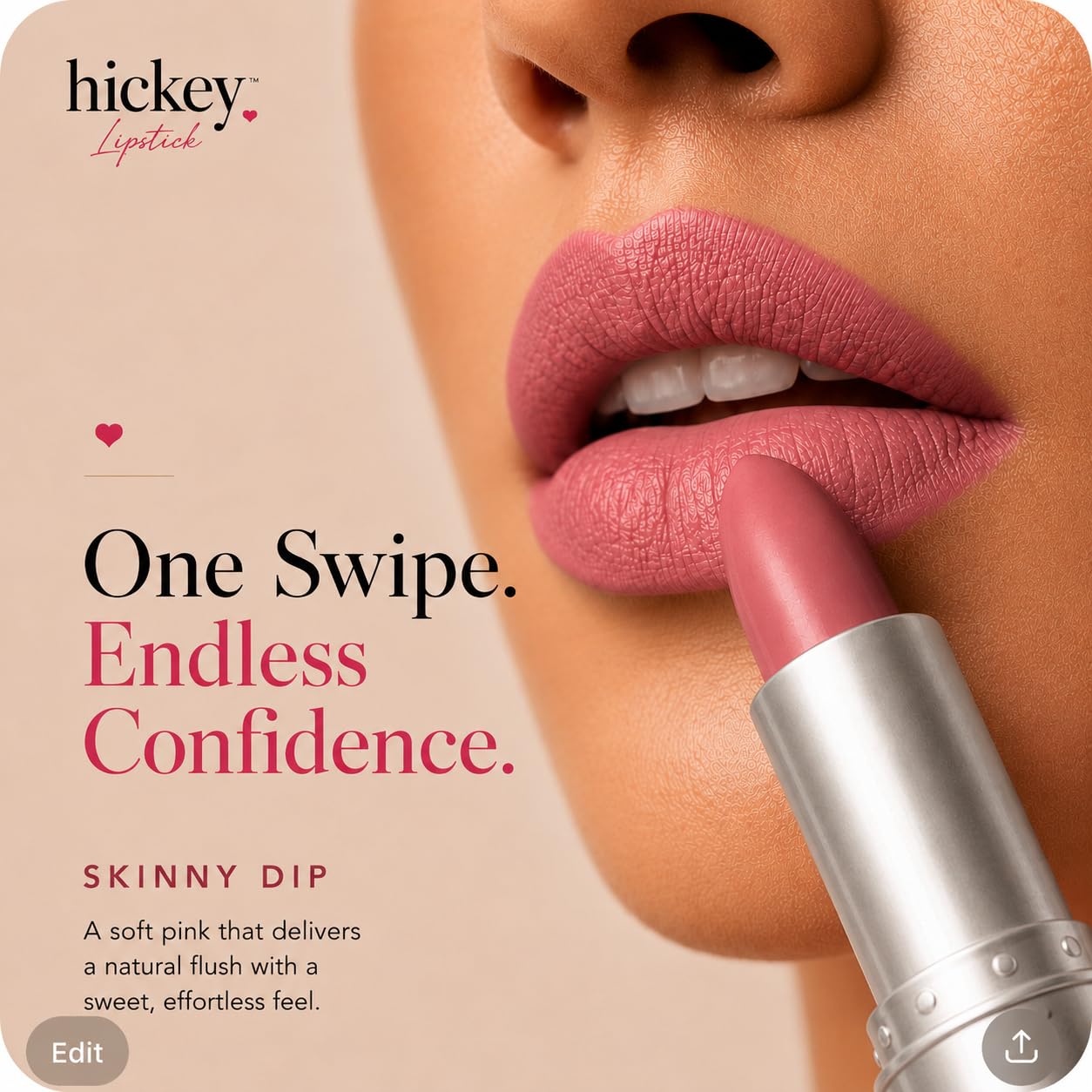 Hickey Lipstick Lot de 2 : rouge à lèvres rose clair et corail sans gluten, hydratant et durable, rouge à lèvres végétalien pour femmes avec caden rose clair et corail 1 O