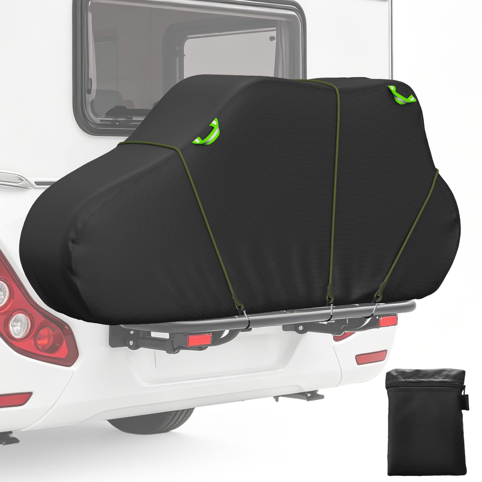 Uniwersalna plandeka transportowa na rower 210 x 120 x 100 cm na 2-3 koła – ciężka, wodoszczelna plandeka z regulowanymi klamrami, 3 pasy mocujące (1,5 m) – idealna do samochodów kempingowych