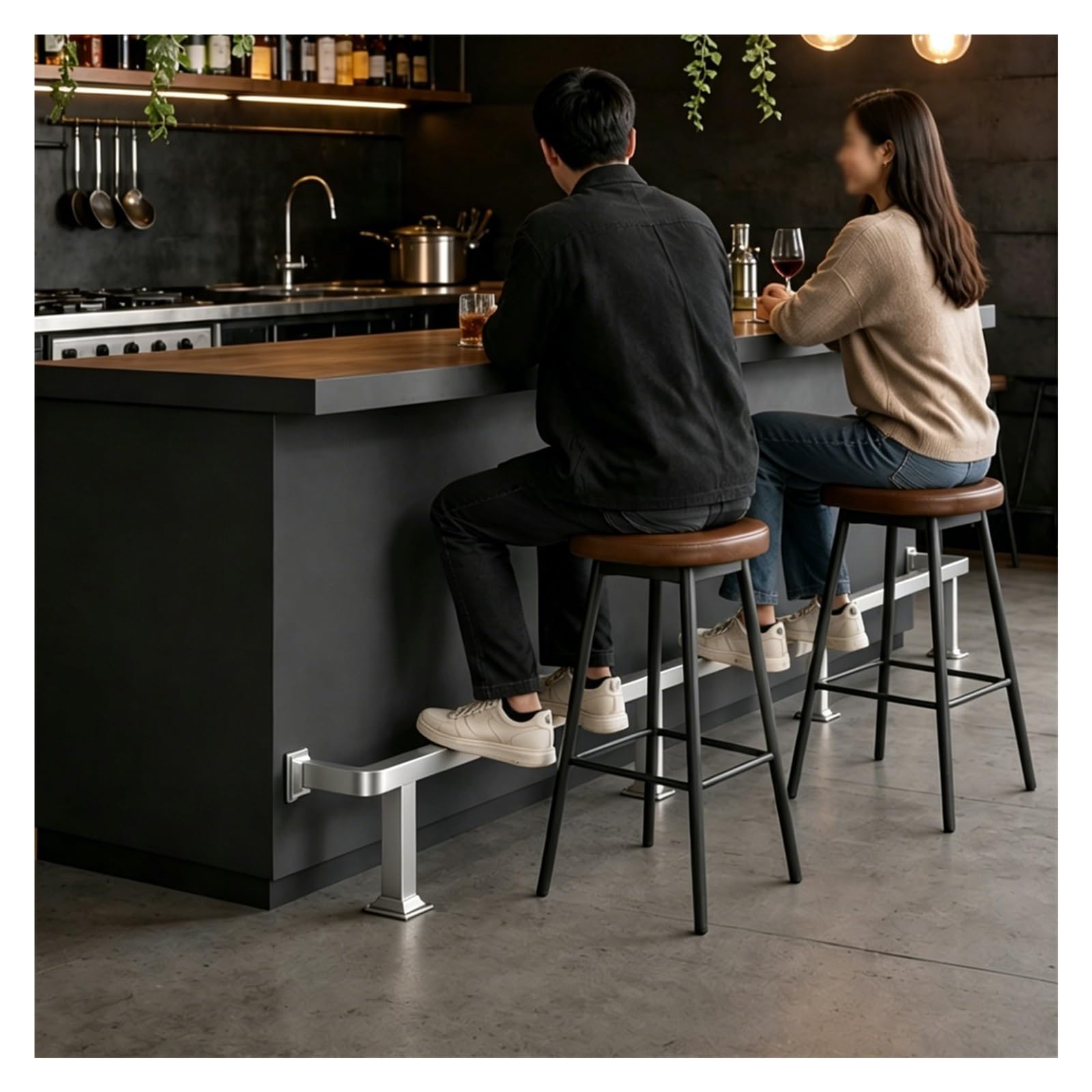 ZJKXJH Home Bar Foot Rail Kit, Under Counter Footrest Bar with Installation Hardware, Floor Mounted Foot Support Bar for Home/Commercial Use(Silver,425cm/13.9ft)