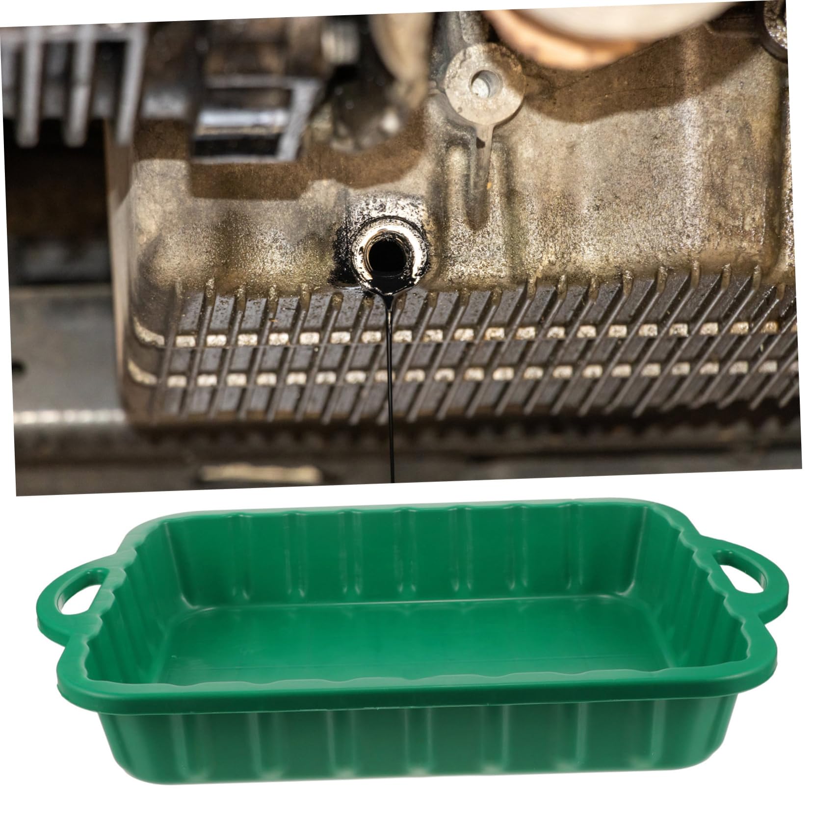 Ciieeo Bac de Vidange Huile en Plastique Vert, Léger et Empilable