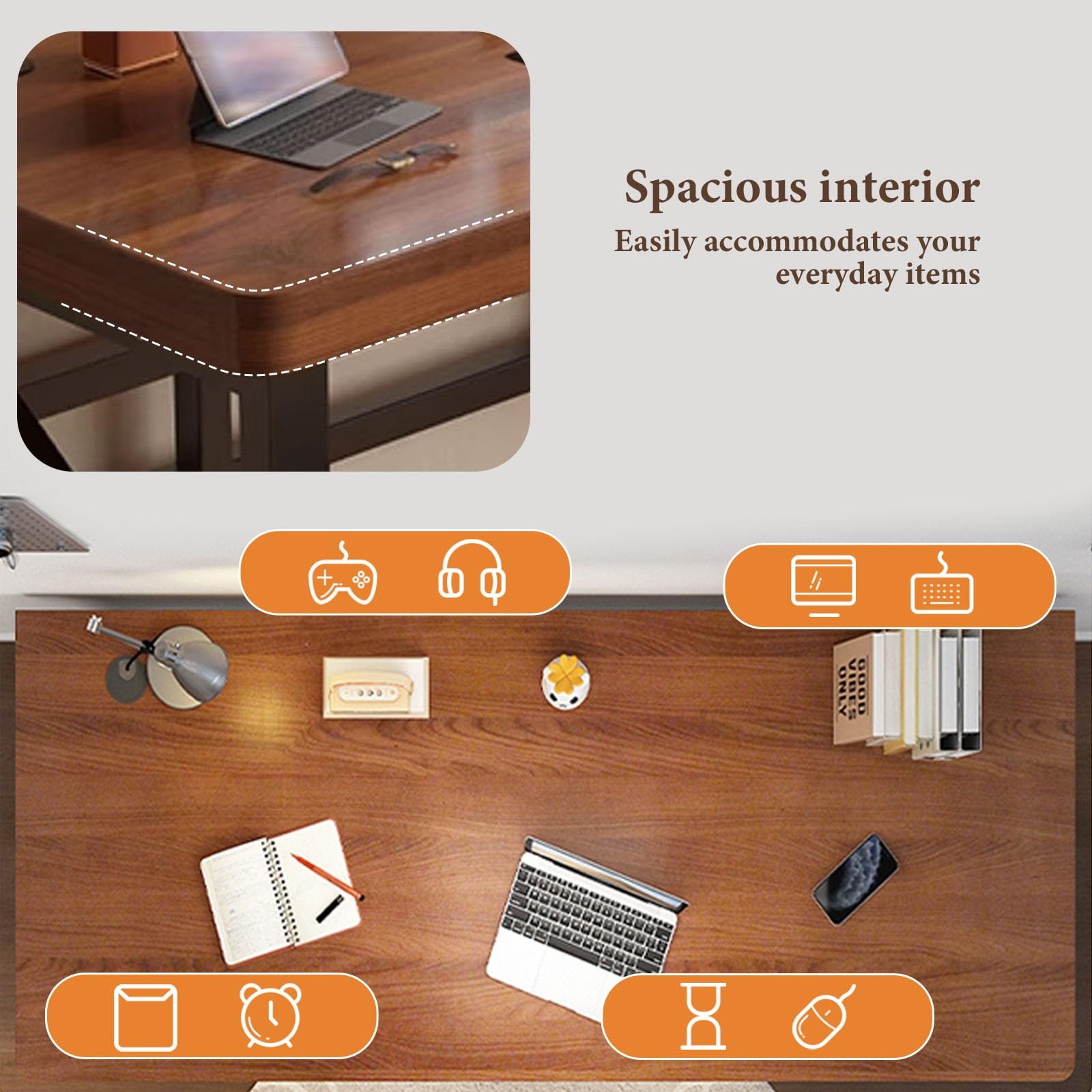 Scrivania angolare per computer portatile, per casa, ufficio, postazione di gioco per studio, camera da letto e balcone, postazione di lavoro elegante e funzionale