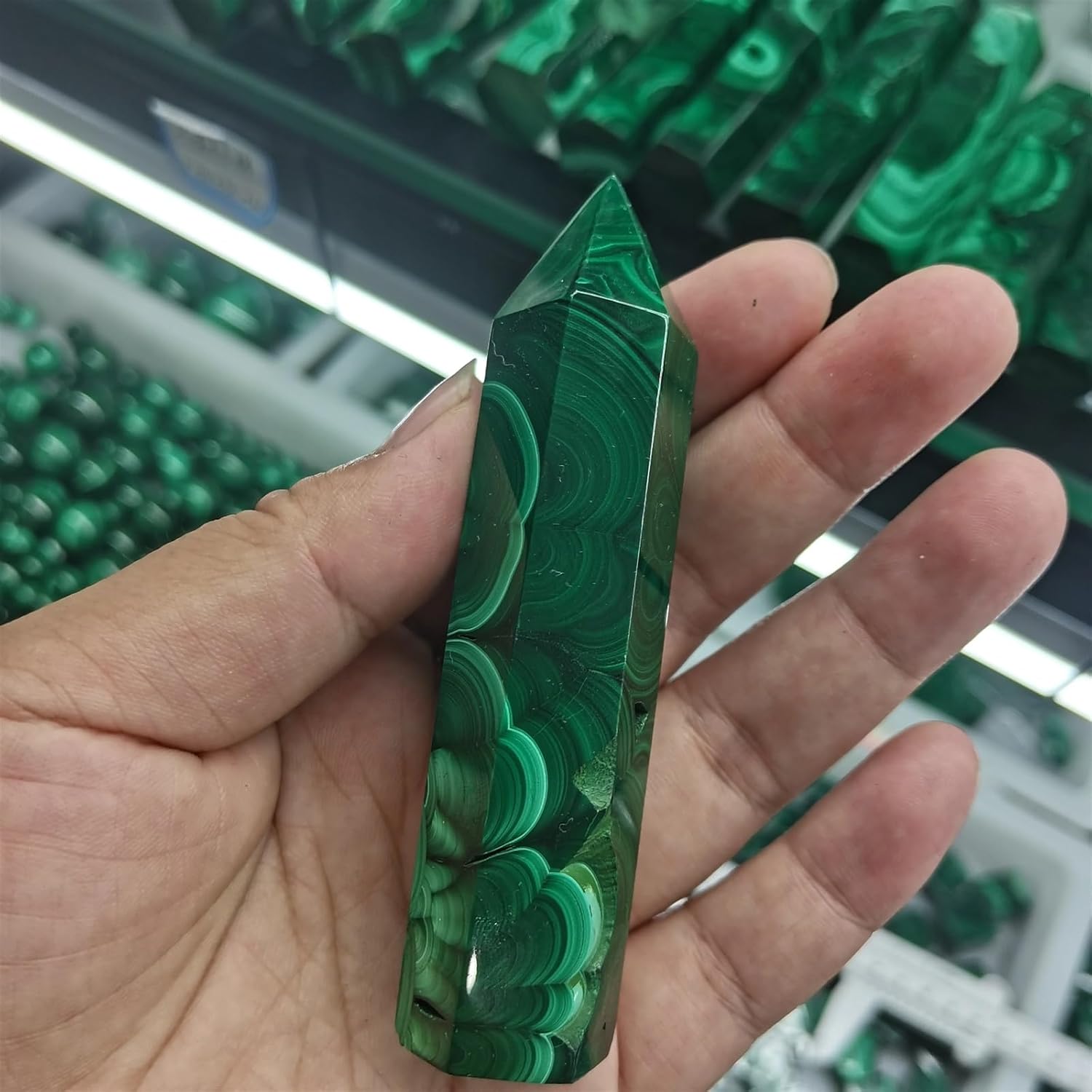 Stone Malachite Tower Stone Geode Crystal Stone Rock Witchcraft Home Decor Gift(71-80mm)