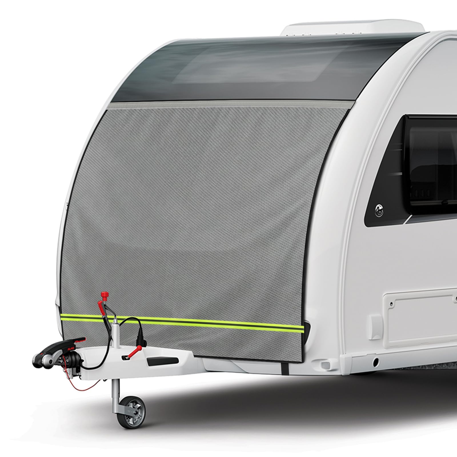 Telone protettivo termico per roulotte, 185 x 160 cm, tenda di protezione anteriore con bordo, tappetino termico esterno, resistente all'inverno e impermeabile, copertura per roulotte, finestra e