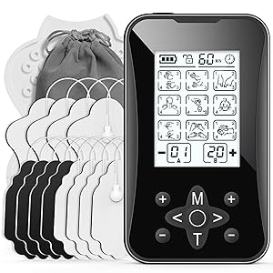 MANPICTE TENS Unit Muscle Stimulator 36 Modes, Rechargeable Dual Channel TENS Machine for Pain Relif Muscle Massager with 12 Premium Electrode Pads and Dust-Proof Storage Bag MH-1088