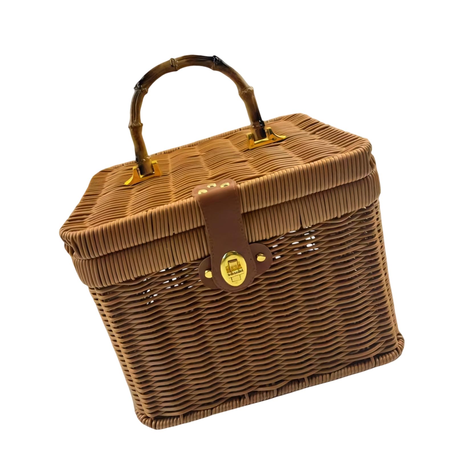 Handwoven Storage Basket with Carry Handle Decorative Container for Clothes Toy and Household Items Home Deck Storage Container