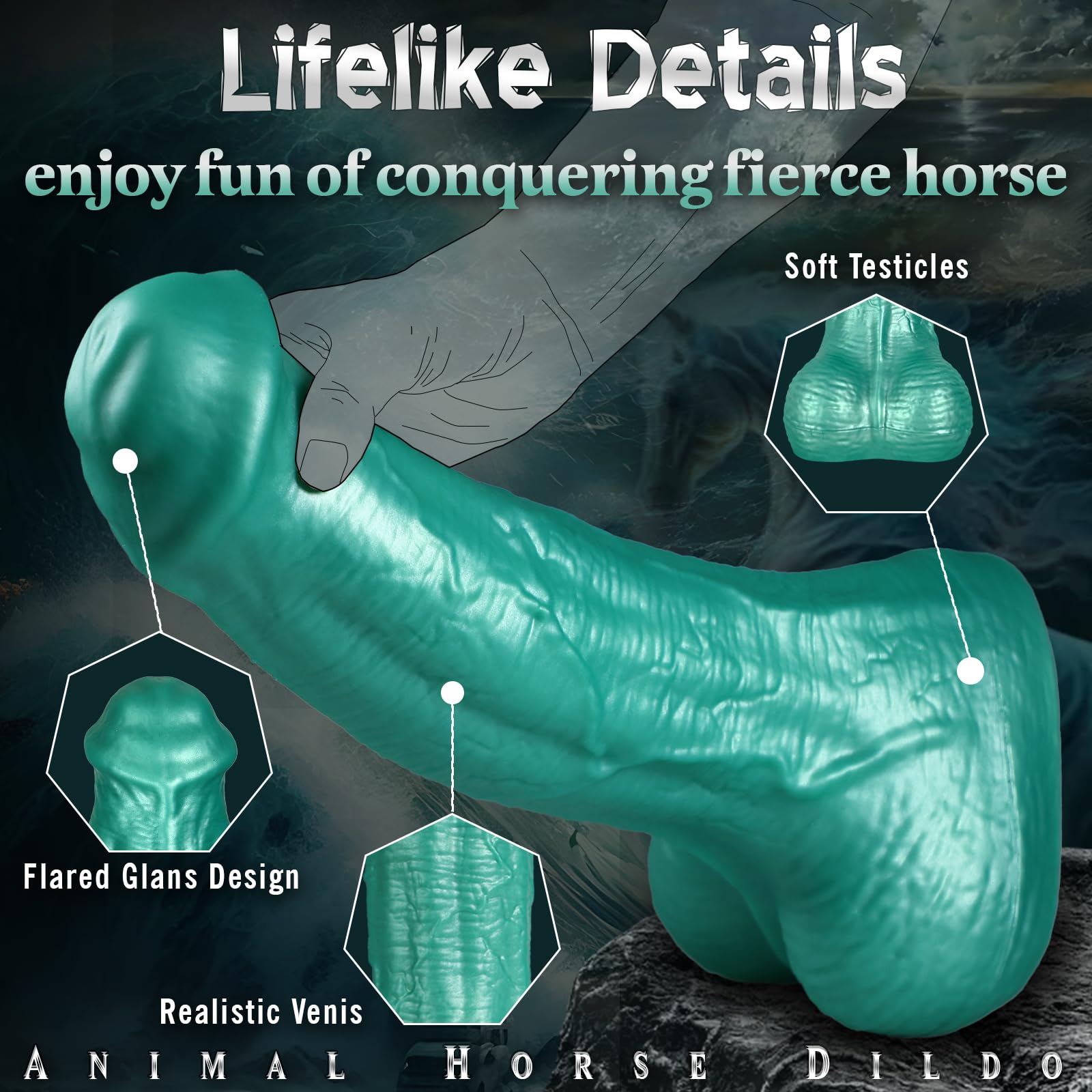 14 Inch Huge Horse Dildo Vibrator, 3.6'' Extra Thick Animal Horse Cock Dildo Vibrating Butt Plug with 7 Vibration Modes & Dual Density Silicone, Monster Big Dildos Sex Toy for G-Spot Anal Stimulator: 14 inch