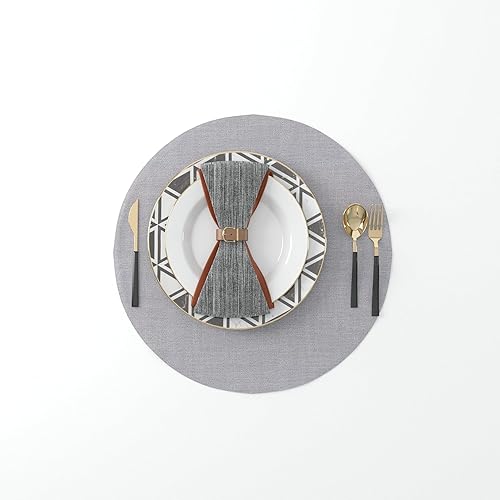 Miniatura 64 de Juego de 4 manteles individuales de lino suave hechos a mano resistentes al calor, manteles individuales para mesa de comedor, manteles individuales