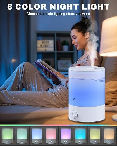 Miniatura 4 de Esemoil Humidificador de niebla fría (tanque de agua de 2.1 litros), humidificadores ultrasónicos silenciosos para dormitorio y guardería con diseño