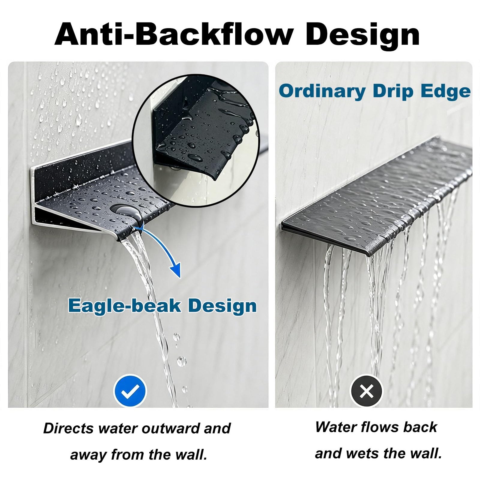 Perfil vierteaguas vertical, fijación con pegamento y tornillos | Deflector de lluvia de aluminio, diseño 90° para aleros, ventanas y balcones(12 Pack)