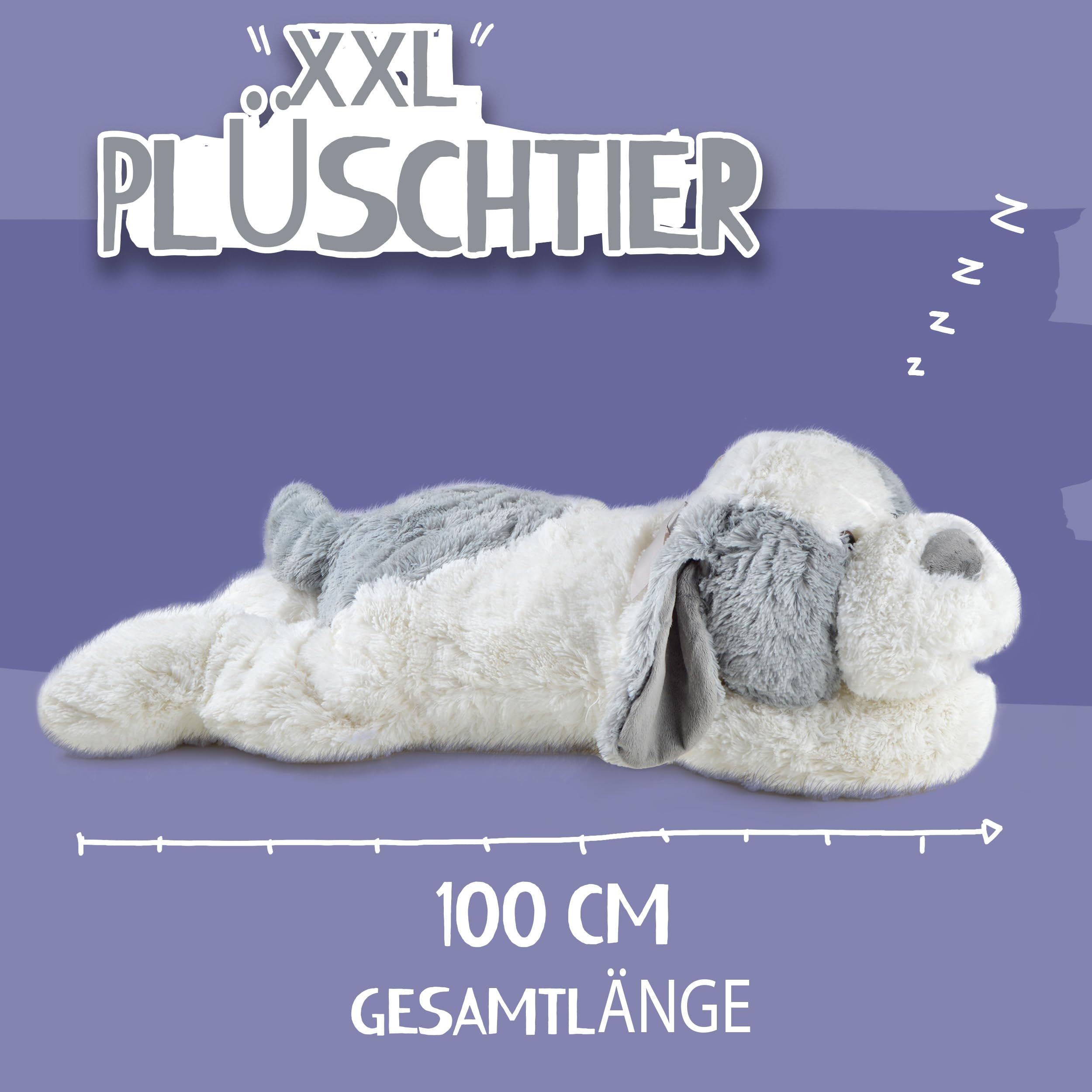Pink Papaya Riesen Kuschel-Hund Lou, 100cm, weiches XXL Kuscheltier, großer XXL Hund für Mädchen und Jungen, kuscheliges Stofftier für Jung und Alt, pflegeleichtes Fell