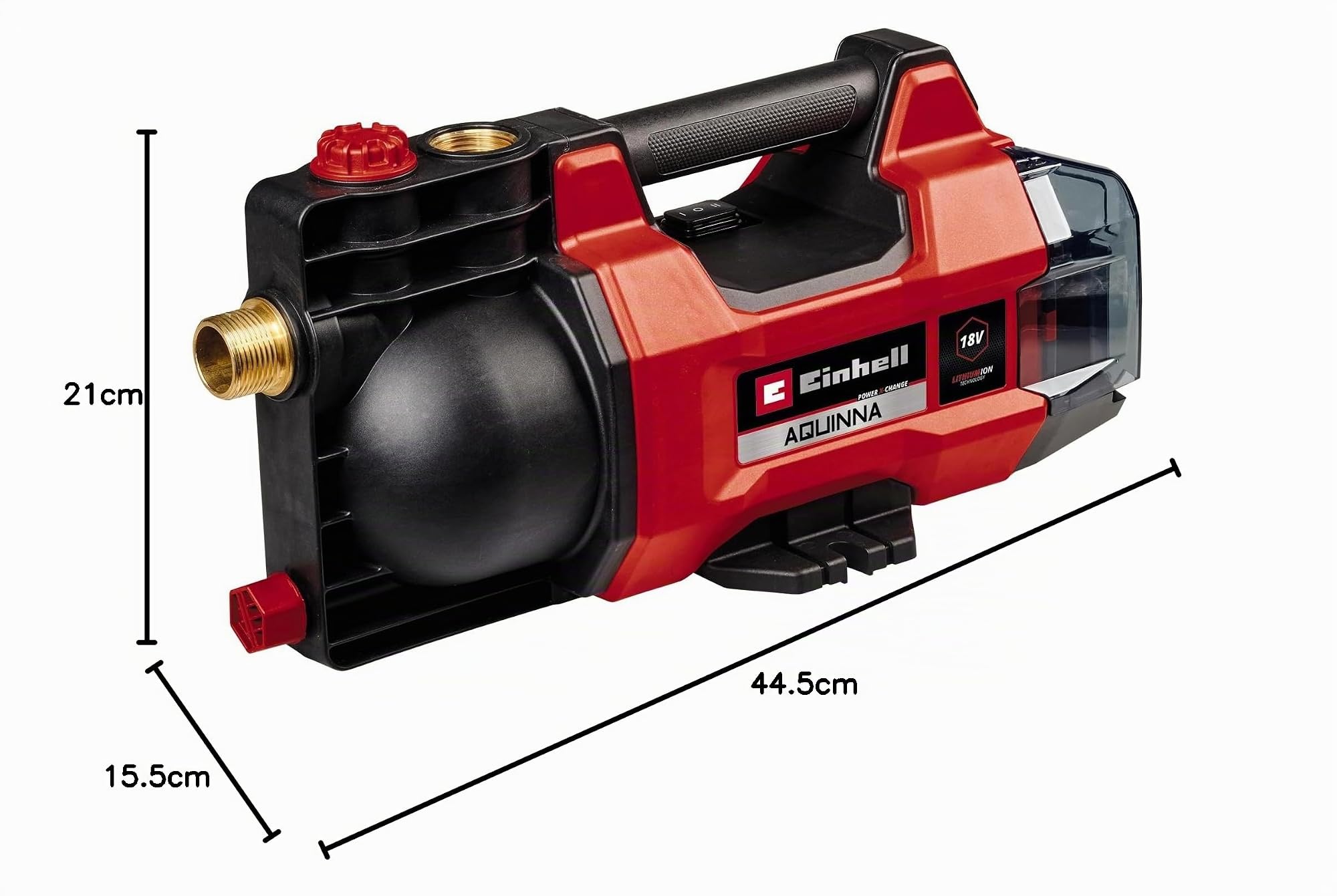 Einhell Pompa da giardino a batteria AQUINNA 18/28 Power X-Change (18 V, max. 2800 l/h, portata max. 25 m, modalità ECO/boost, protezione antigelo, protezione da sovraccarico, senza batteria)