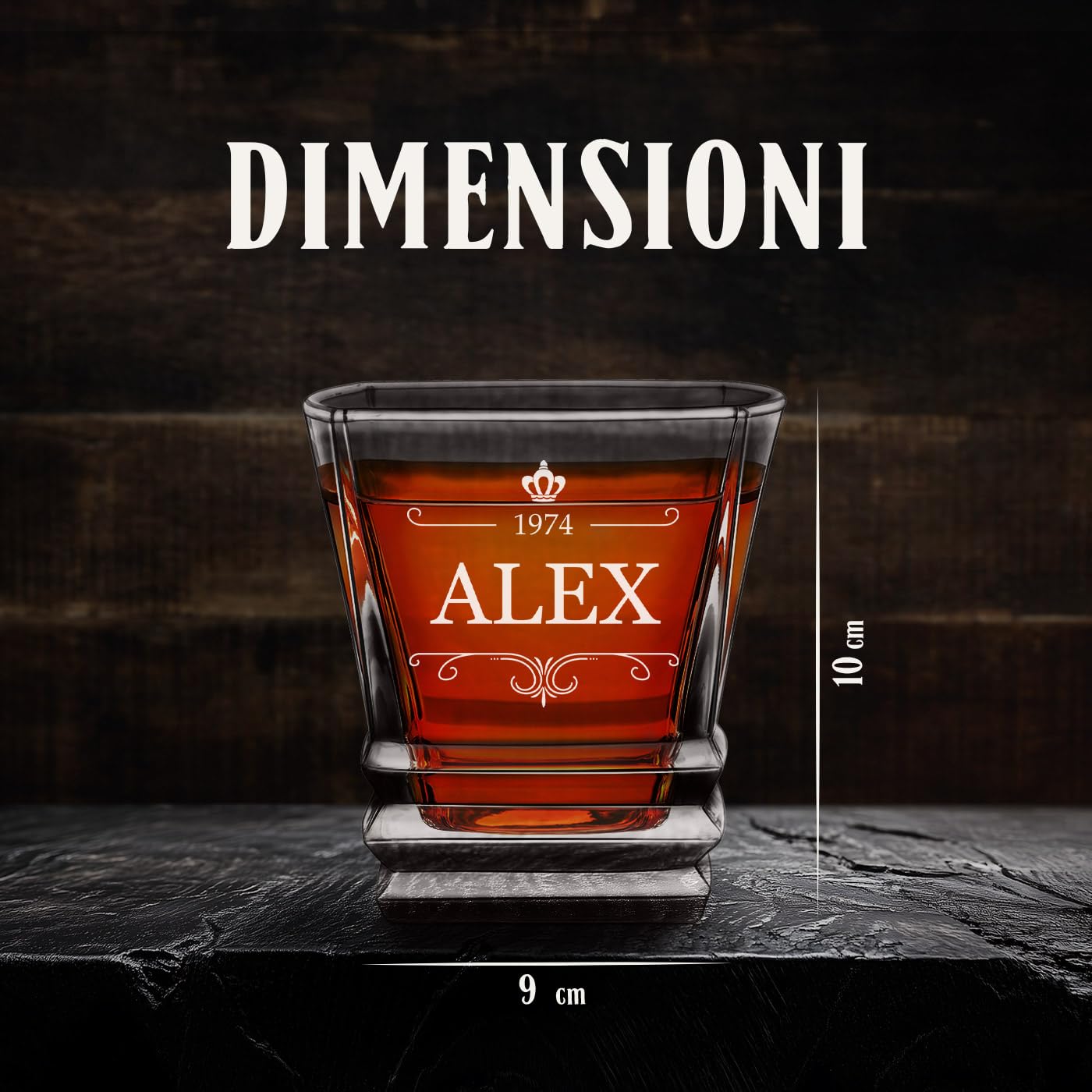 Bicchiere Per Whisky Personalizzato Maverton - In Vetro Inciso - Regalo Per Uomo