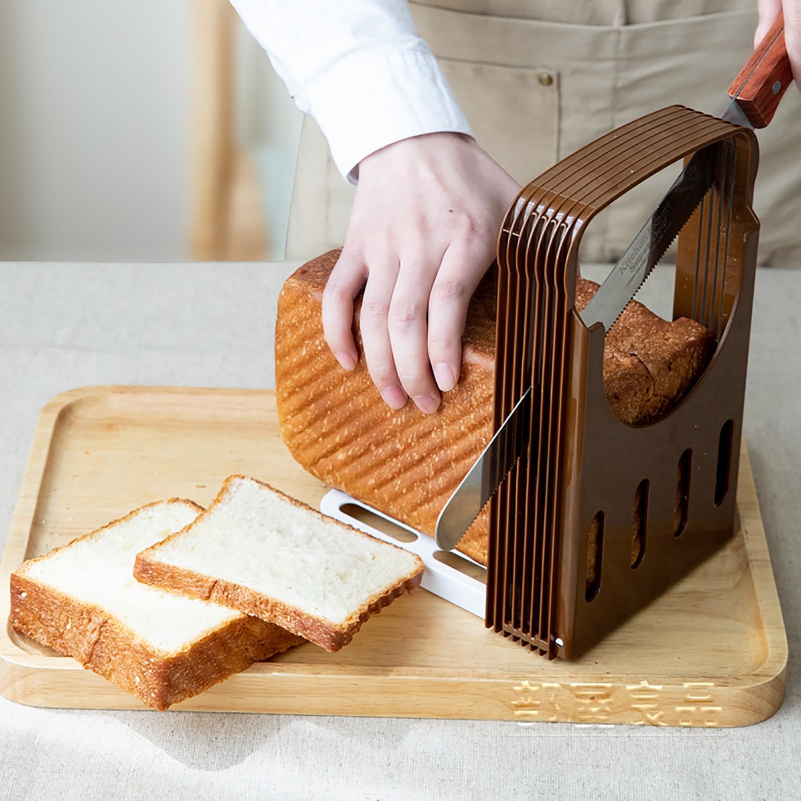 ZXDRYBHD Brotschneidemaschine, Brotschneidehilfe, Faltbares Küchenbackwerkzeug, Küchenzubehör, zum Schneiden von Brot, Schinken, Sandwich Küche, Haushalt & Wohnen