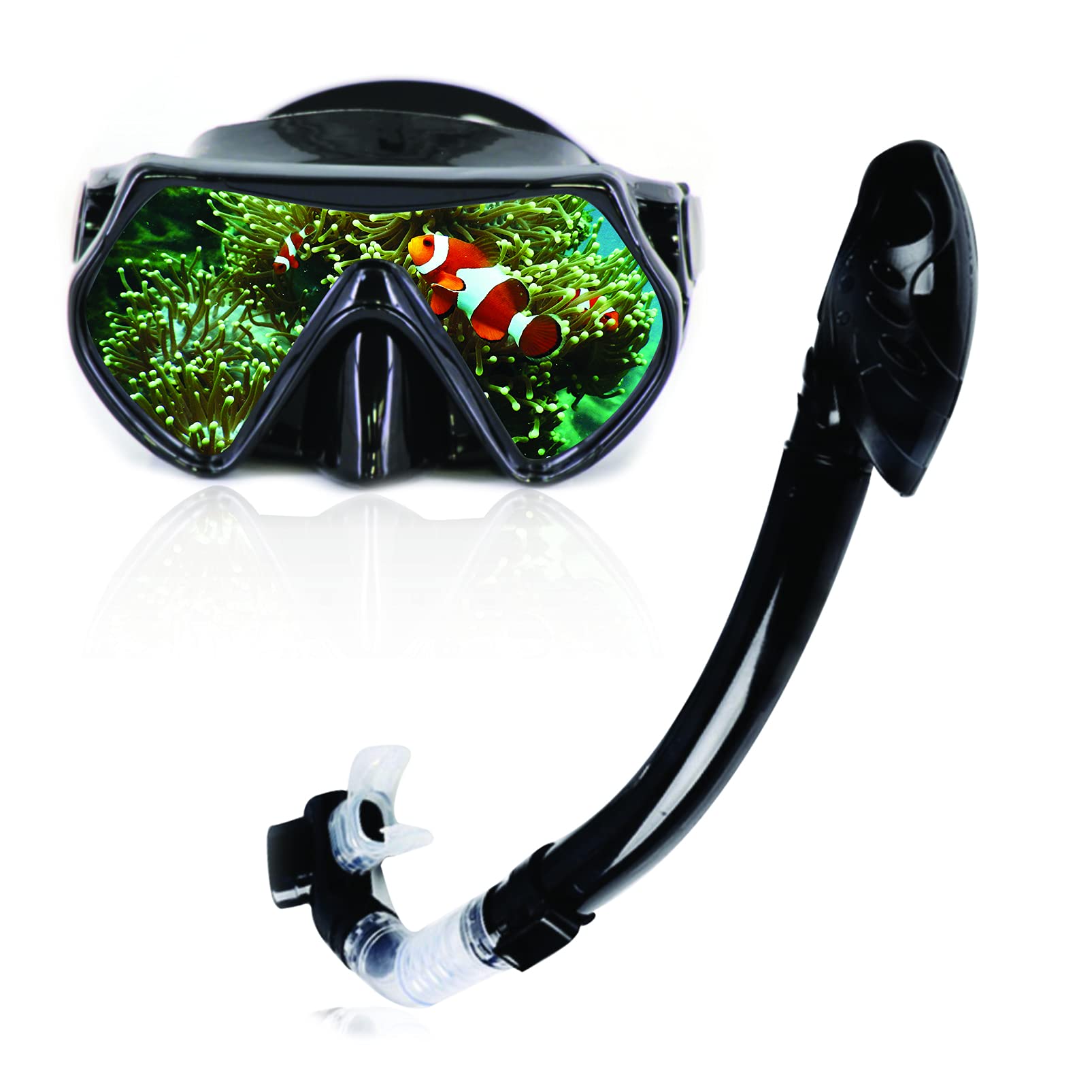 New Style Snorkel set for Women and Men, Anti-Fog Tempered Glass Snorkel Mask for Snorkeling, Swimming and Scuba Diving, Anti Leak Dry Top Snorkel Gear Panoramic Silicone Goggle No Leak