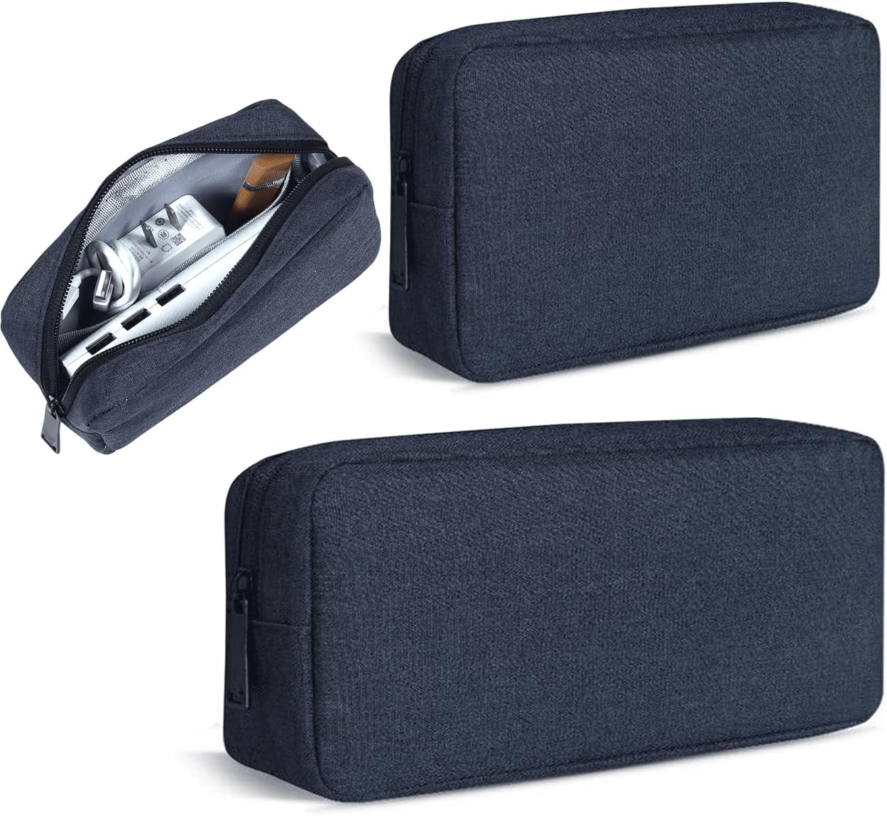 CAAORDKSO Electronic Organizer Accessory Pouch, Travel Electronic Accessories Storage Case Cable Organizer Bag for MacBook Charger, Power Bank, Hard Drive, Cords, Laptop Mouse (Small+Big, Navy Blue)
