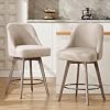 Bekrvio Counter Height Bar Stools Set of 2, Mid-Century Modern Swivel Barstools with Back and Wood Legs, Linen Fabric Upholstered Chairs 65CM Seat Height Counter Stools Linen Sand, 2PCS