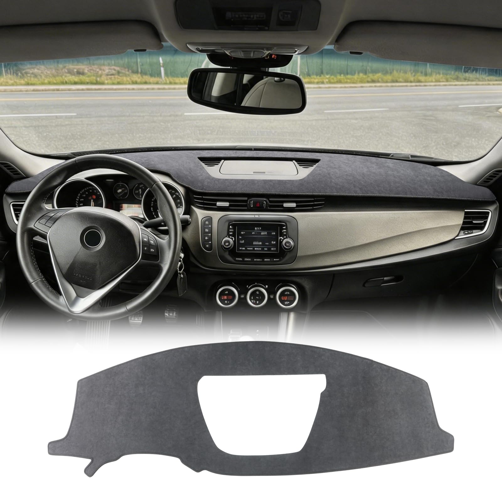 KUNGKIC per Alfa Romeo Giulietta 2010-2021 Tappeto per cruscotto auto Copertura del cruscotto Protezione solare per interni auto Protezione dalla luce del cruscotto Tappetino protettivo Accessorio