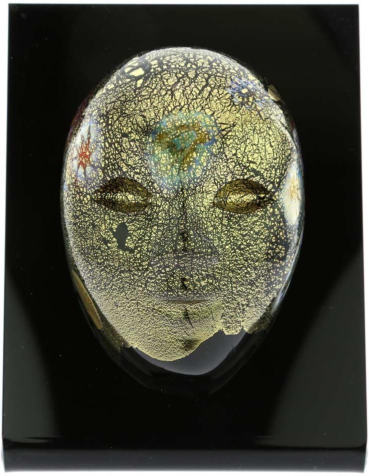 GlassOfVenice Murano Glass Venetian Carnival Mask - Black Millefiori