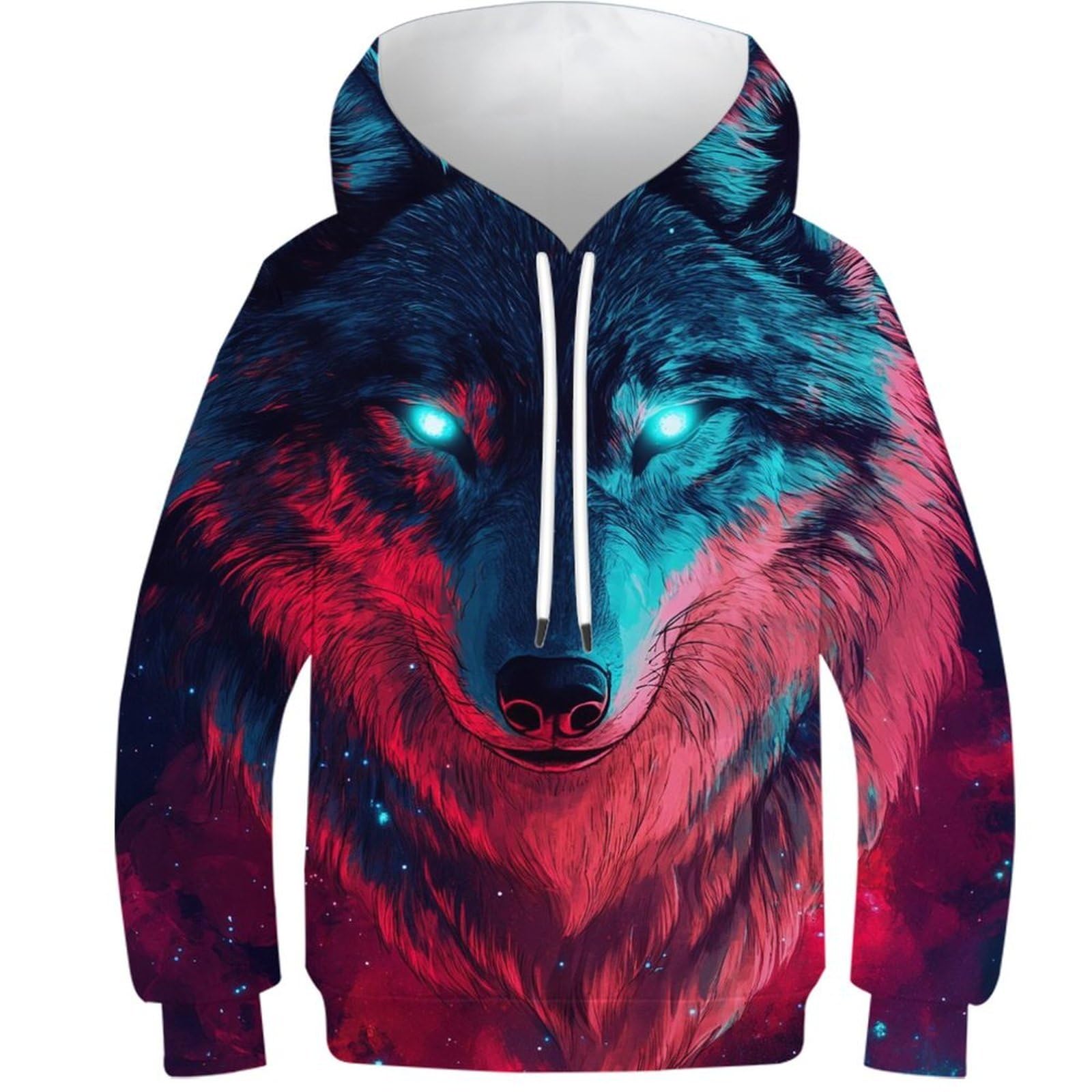 Pull loup imprimé 3D sweat à capuche sport décontracté enfant 12-14 ans - 8