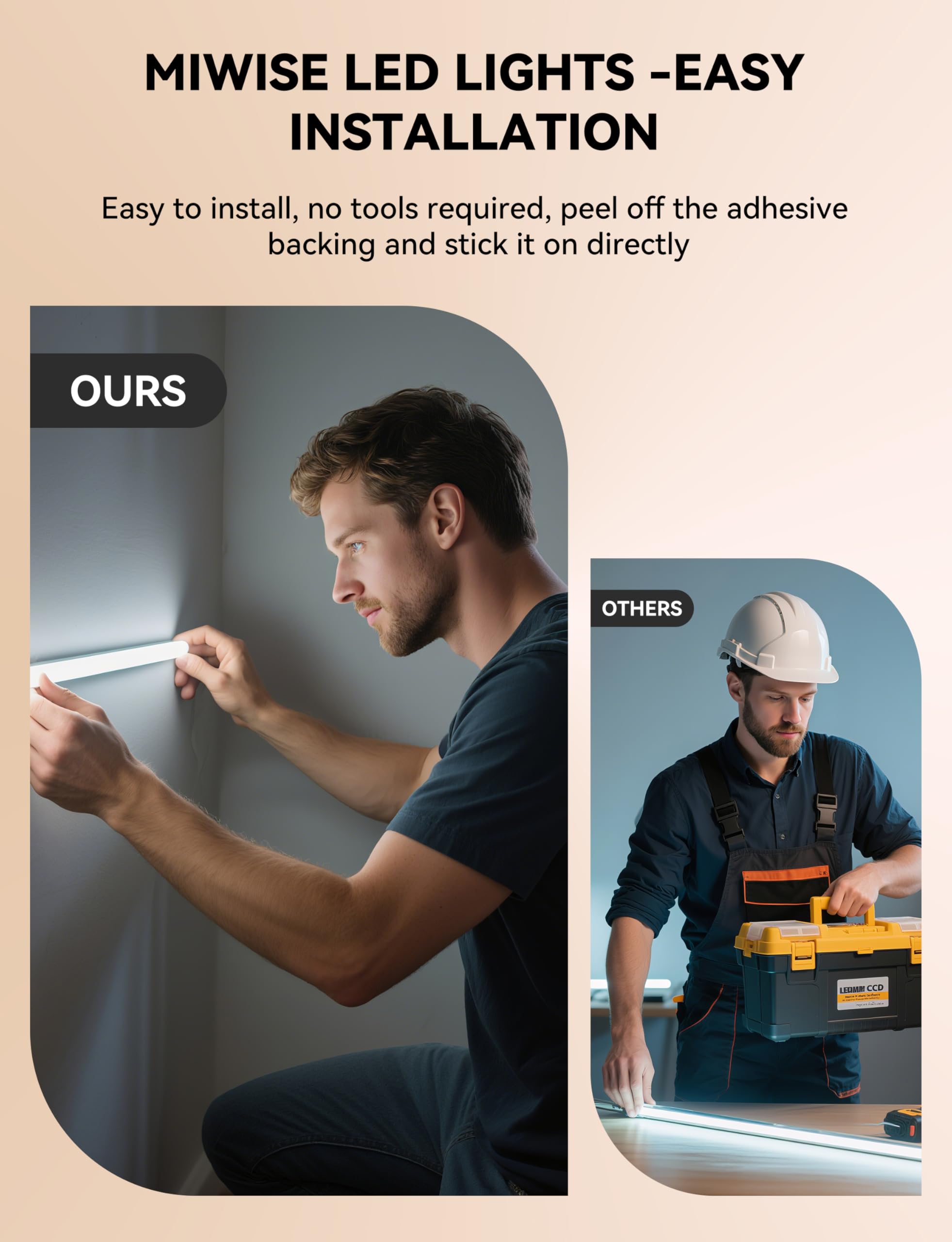 MIWISE Striscia LED COB 2700 K bianco caldo 20 piedi super luminoso dimmerabile 24 V CRI 90+ striscia luminosa flessibile con telecomando RF per l'illuminazione dell'armadio domestico