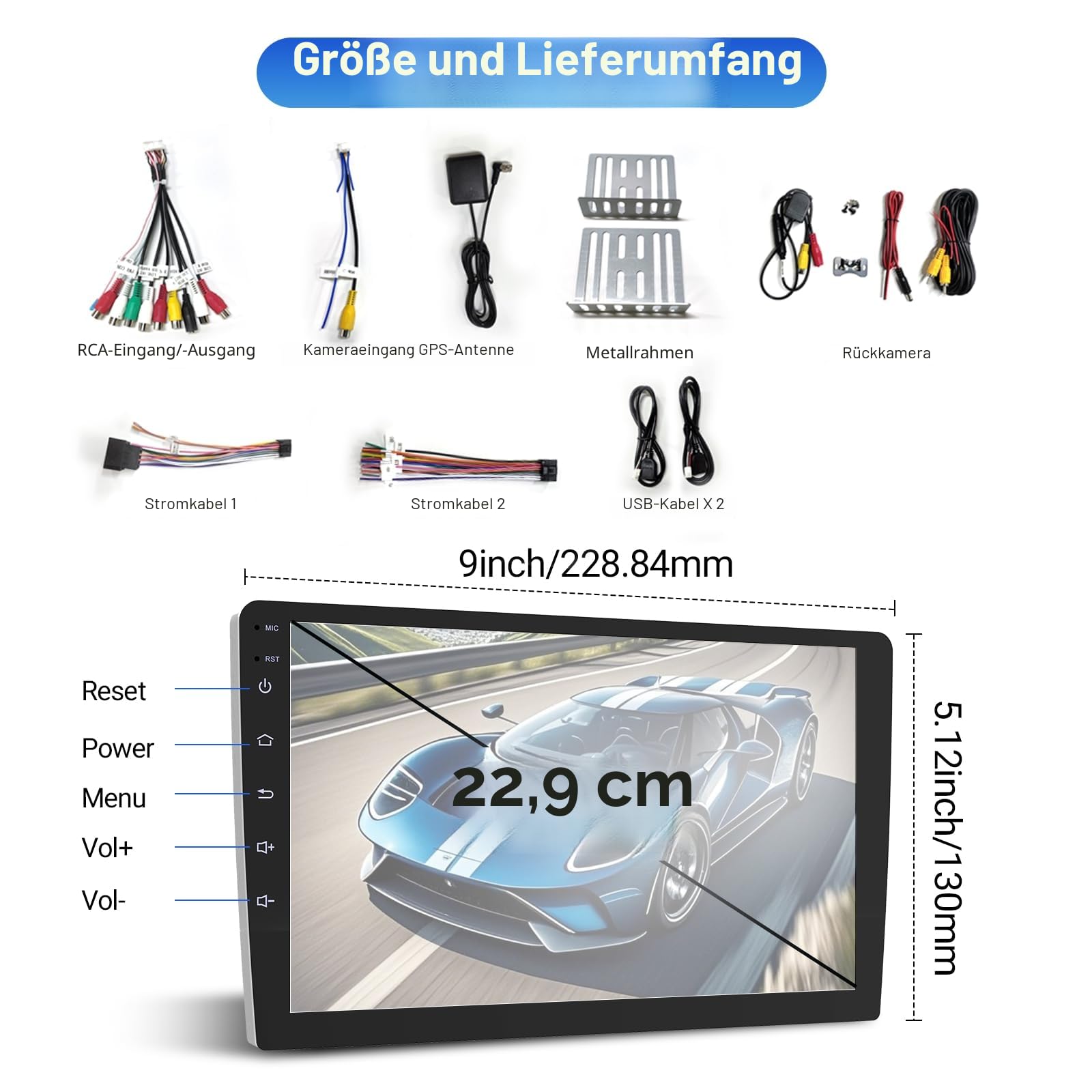 Haudio Autoradio 2 DIN Kompatibel mit Apple Carplay & Android Auto, 9 Zoll Touchscreen Autoradio mit Rückfahrkamera,GPS,Mirror Link, Sprachsteuerung, SWC/FM/AM, 25 Sets UI für alle Fahrzeuge -2+64 GB