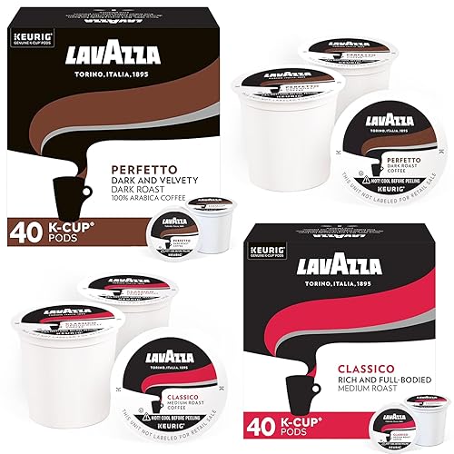 Lavazza K-Cups Mix 80 cápsulas  Perfetto, Classico 40ea Espresso Cups Arábica  Compatible con cafeteras Keurig, cafeteras de una sola porción,