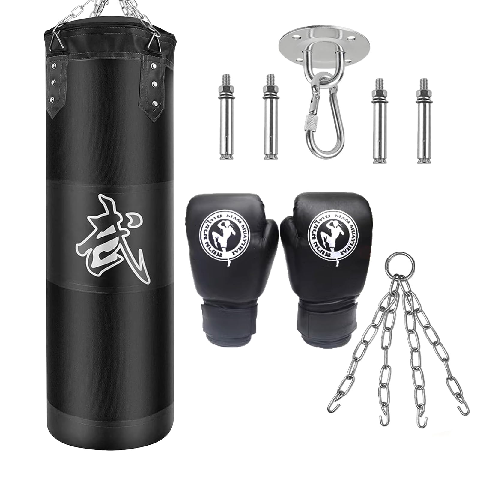 Sac de Frappe Boxe Suspension Kit - Adulte Lourd MMA Punching Muay Thai Arts Martiaux Kickboxing (Non Rempli) Boxe Chaine Punching Bag Sac de Frappe Durable