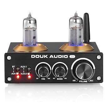 DOUK AUDIO M8 6K4 QCC3003 HiFi Bluetooth 5.0 Vacuum Tube HiFi Desktop Stereo Power Amplifier 50W 2