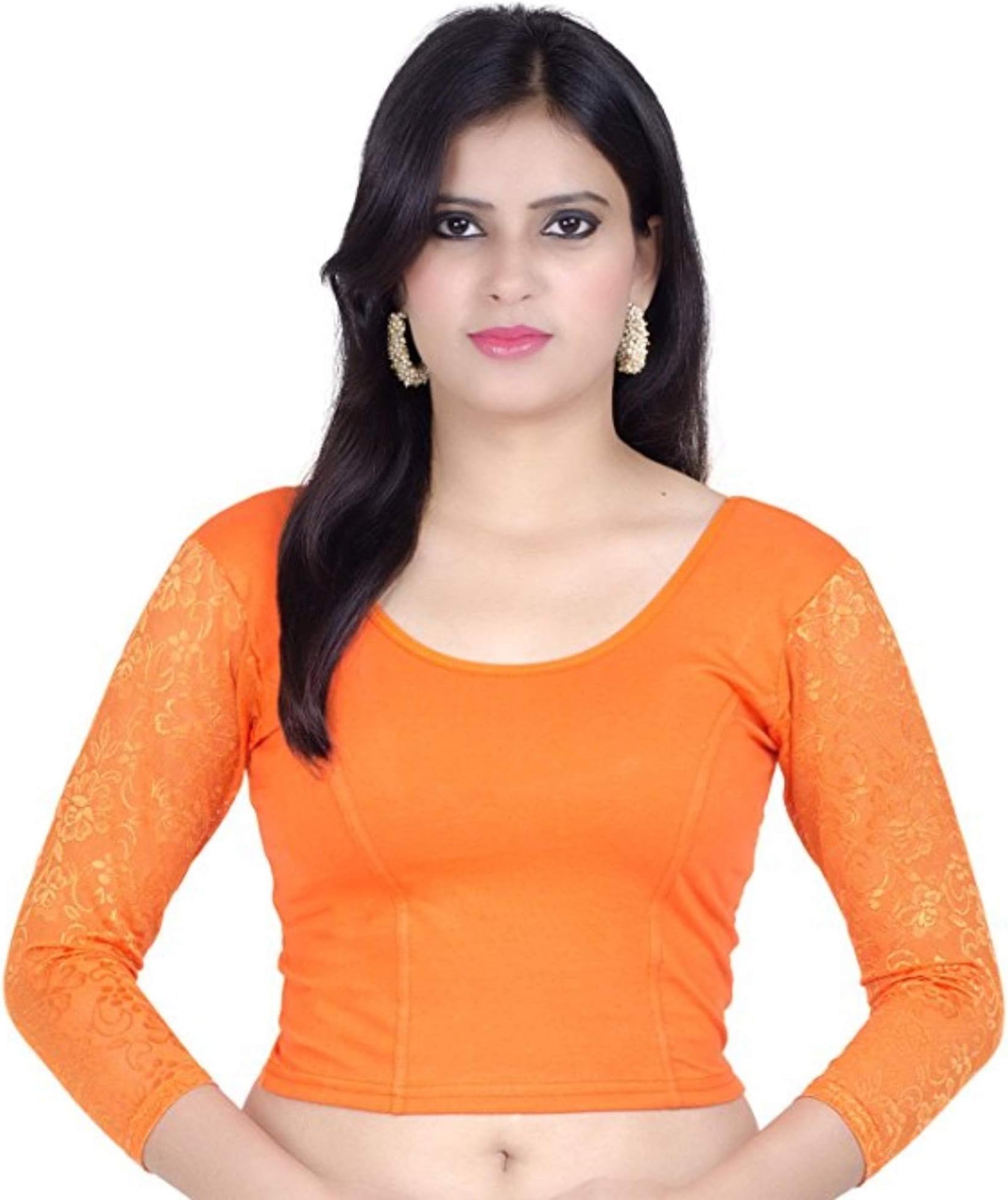Fressia FabricsReadymade free Size saree blouse for women party wear choli, Orange